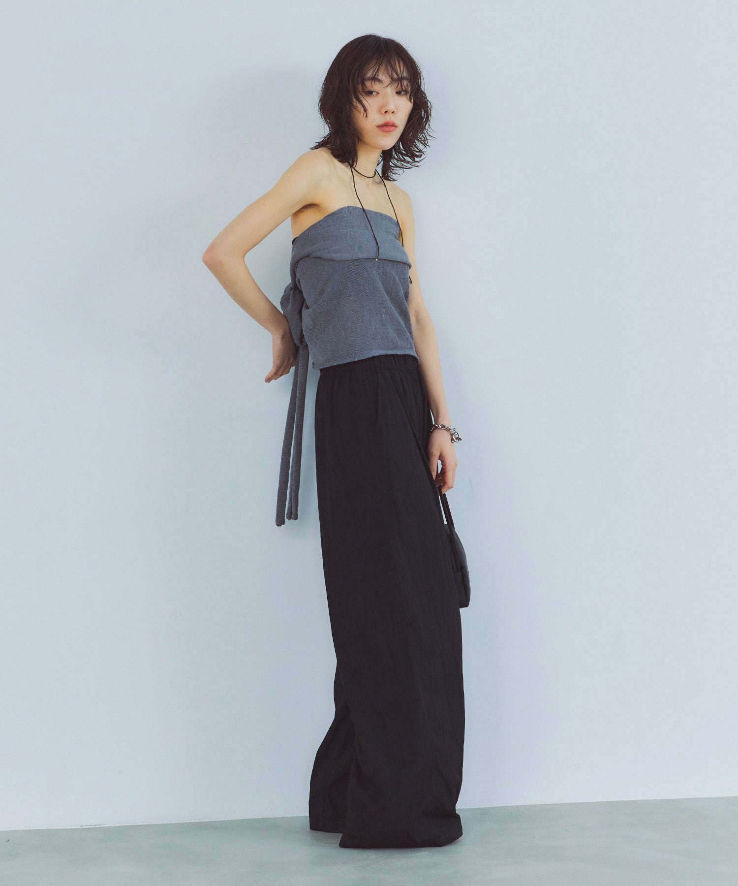 レイヤードニットラップスカート/巻きスカート