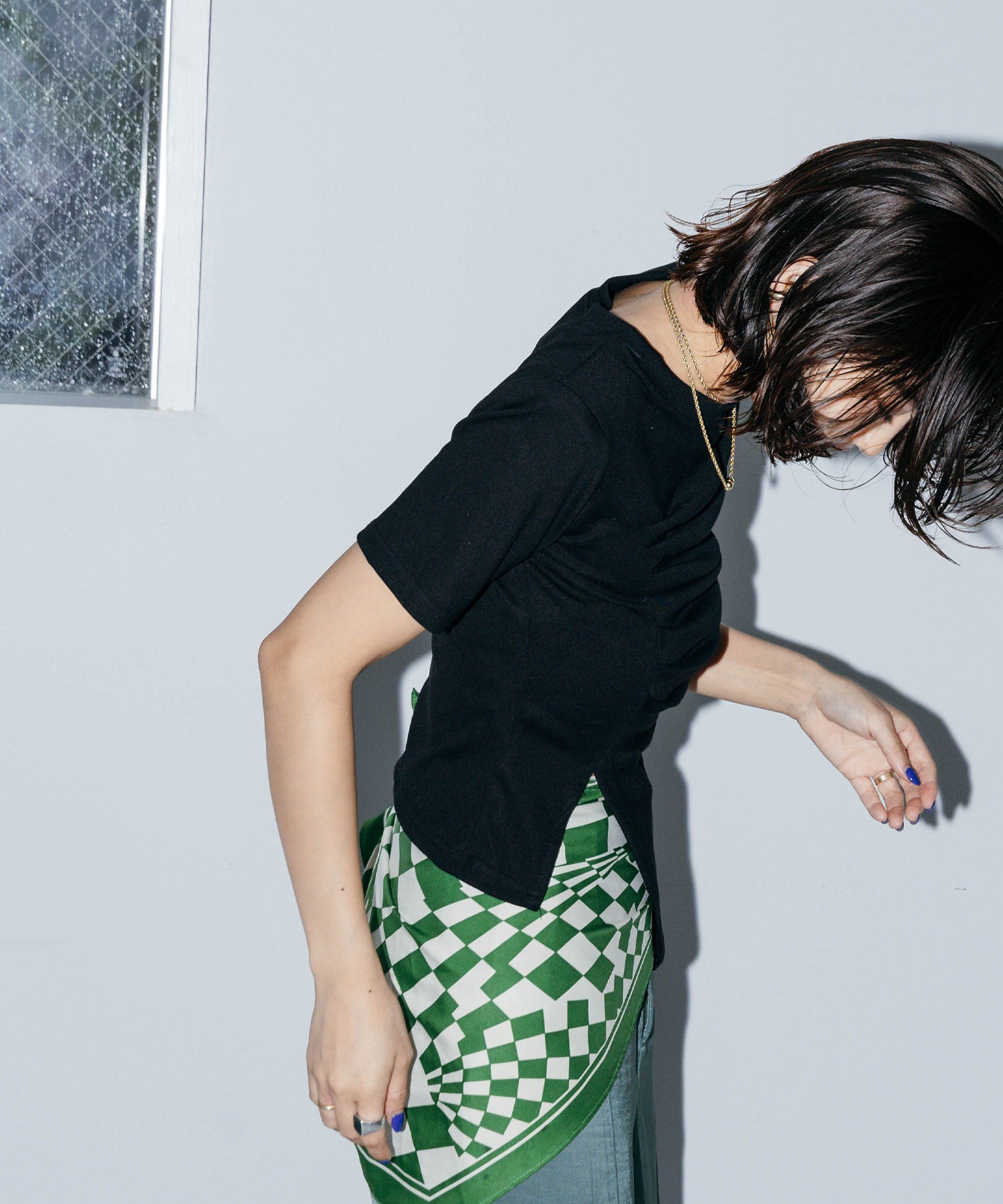 アシンメトリーギャザーTシャツ