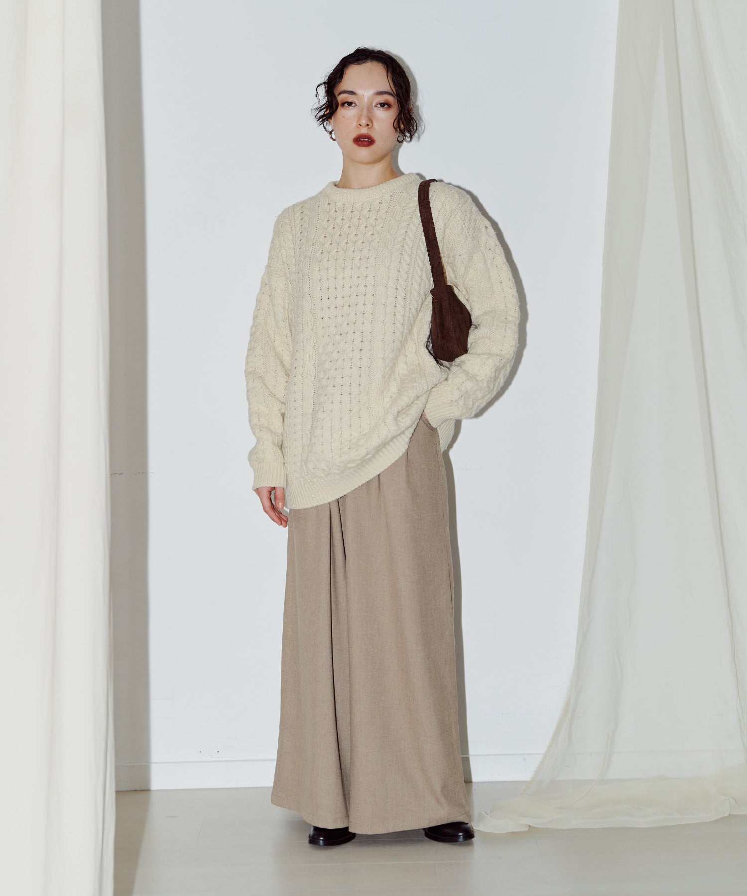 ウォームカラーワイドパンツ