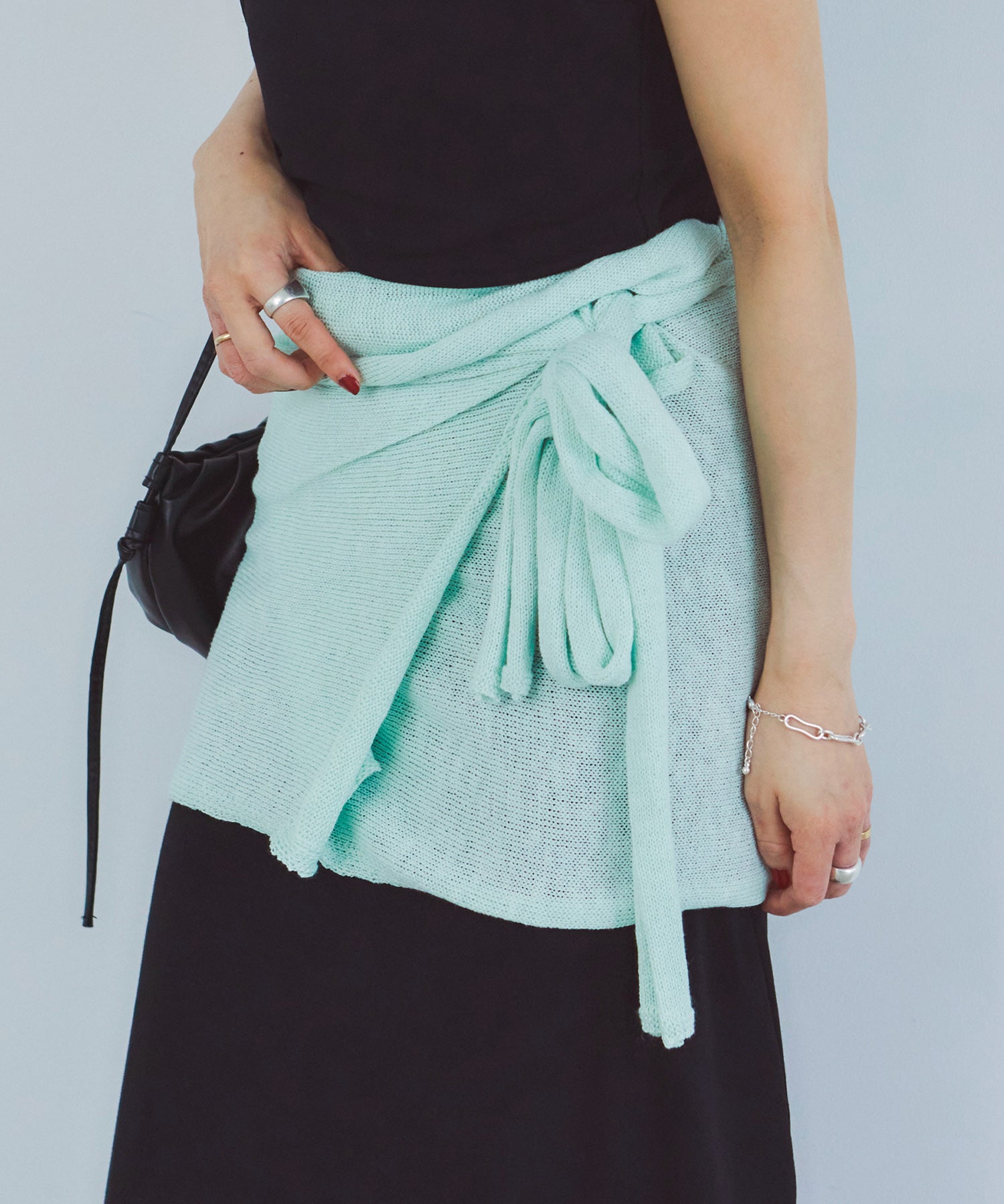 レイヤードニットラップスカート/巻きスカート