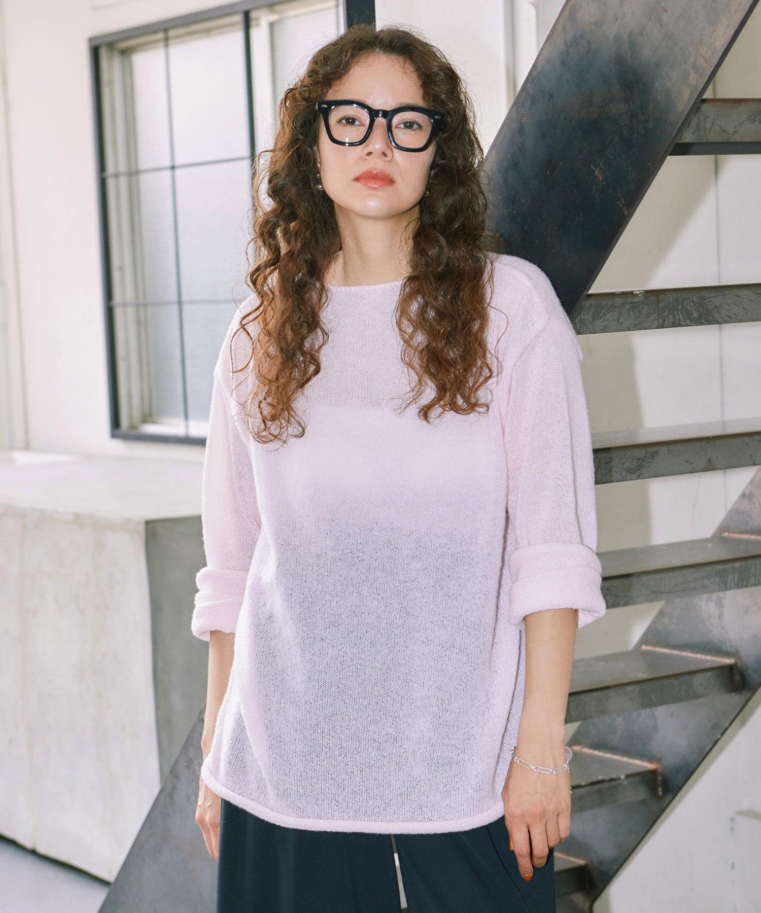 シアーLGニットトップス