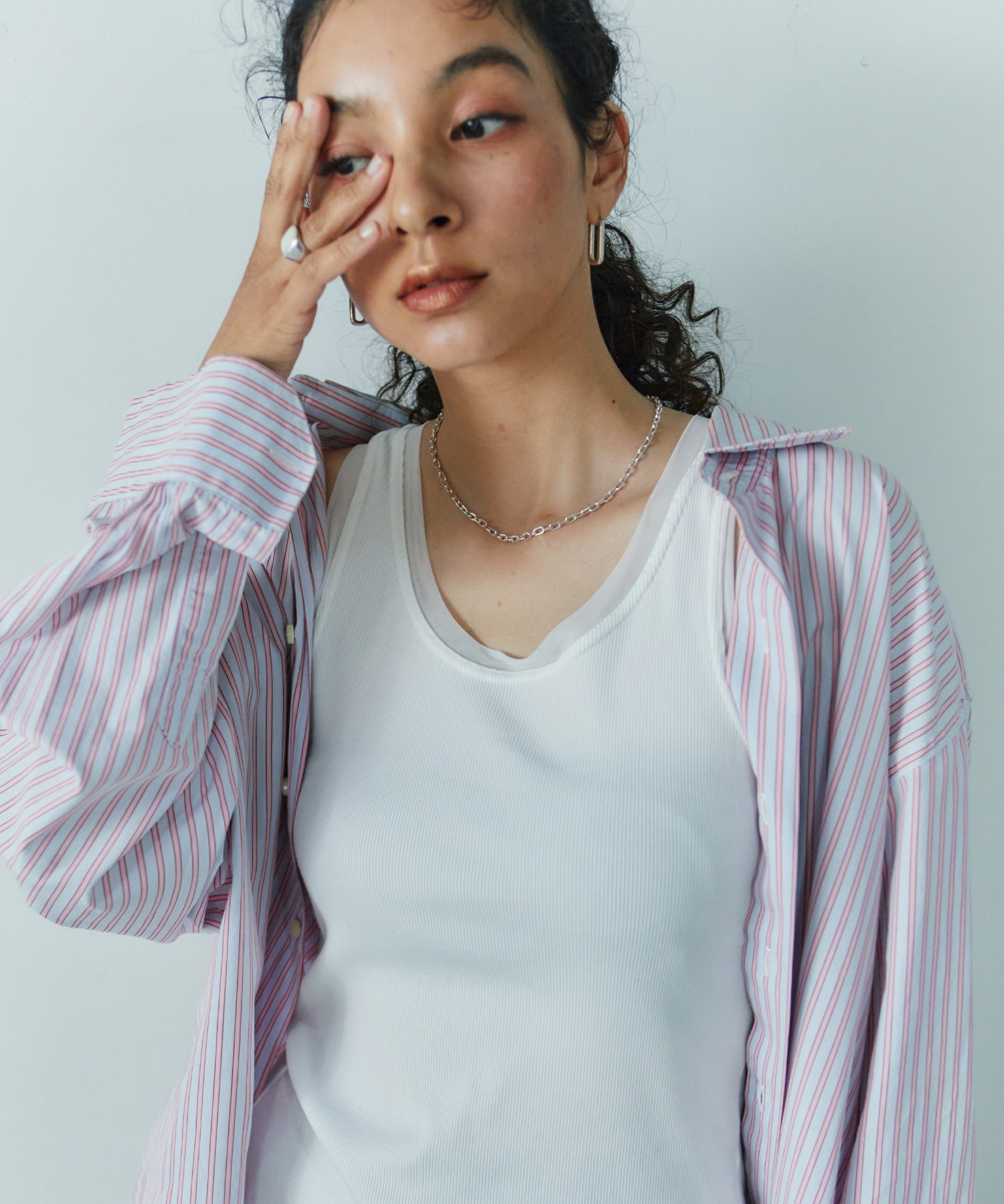 アシンメトリースリットチュールタンク