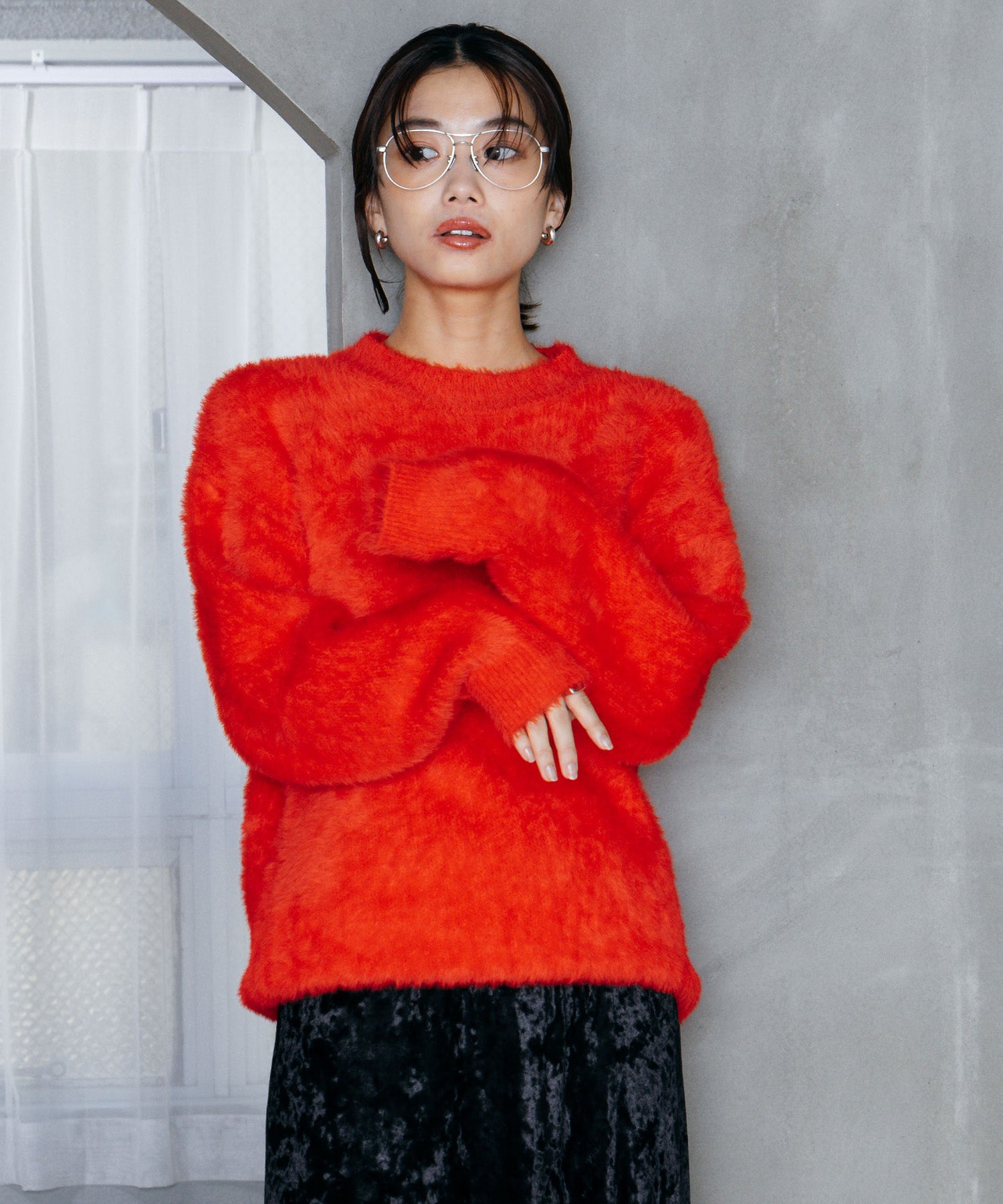 シャギーオーバーニット