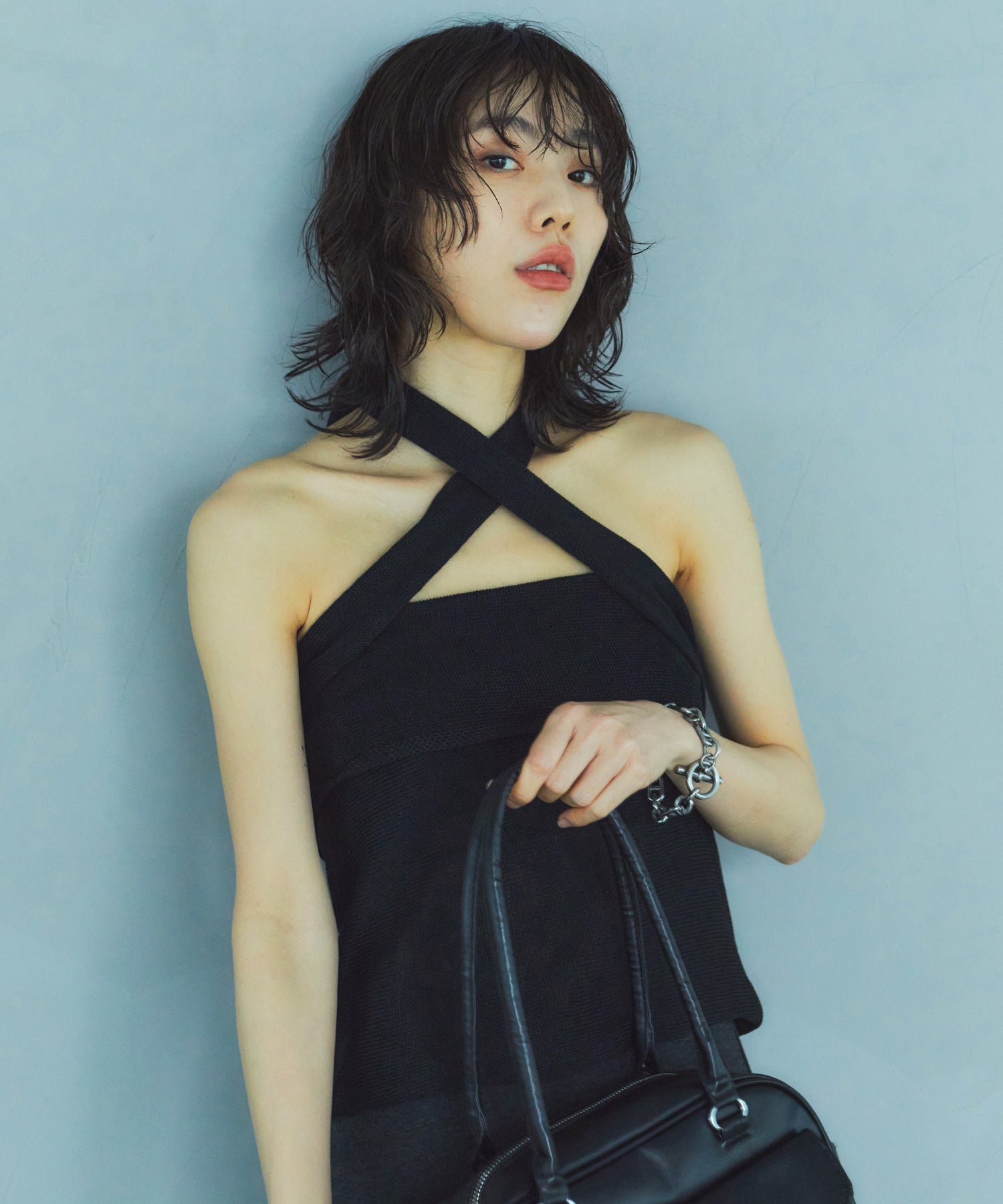 レイヤードニットラップスカート/巻きスカート