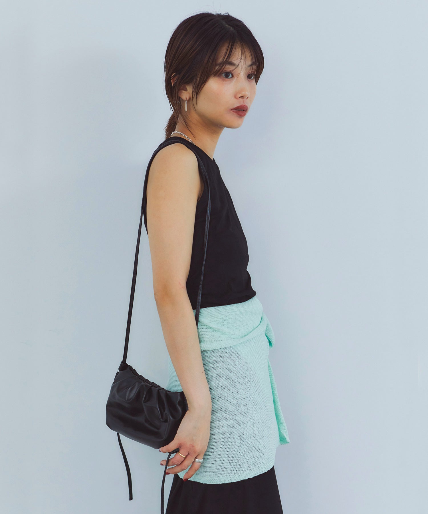 レイヤードニットラップスカート/巻きスカート