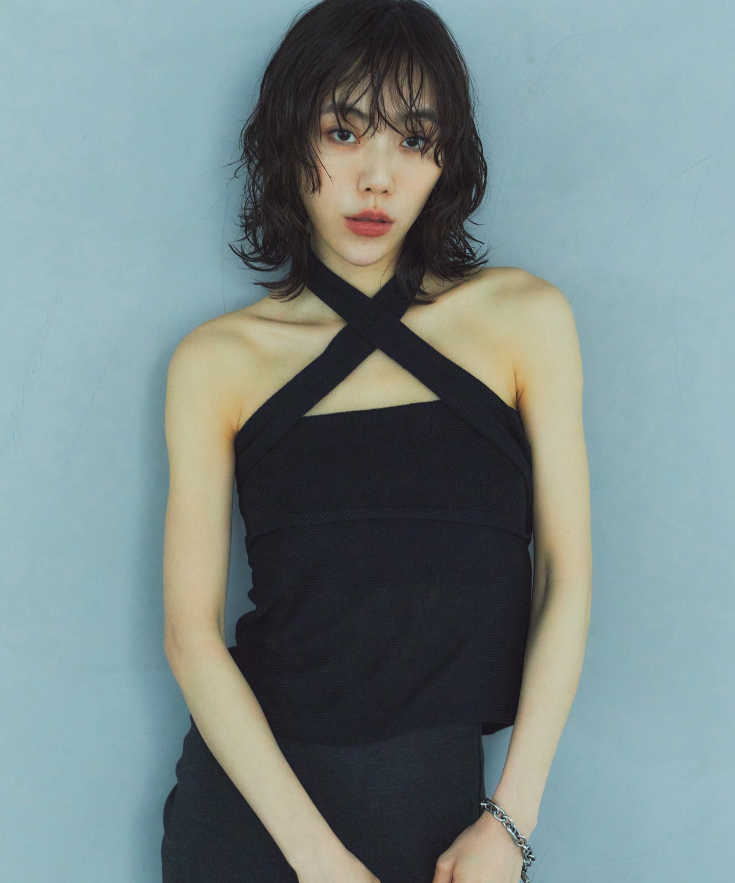 レイヤードニットラップスカート/巻きスカート