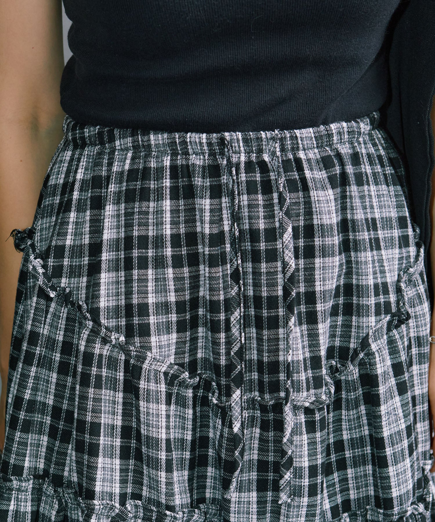チェックレイヤードスカート