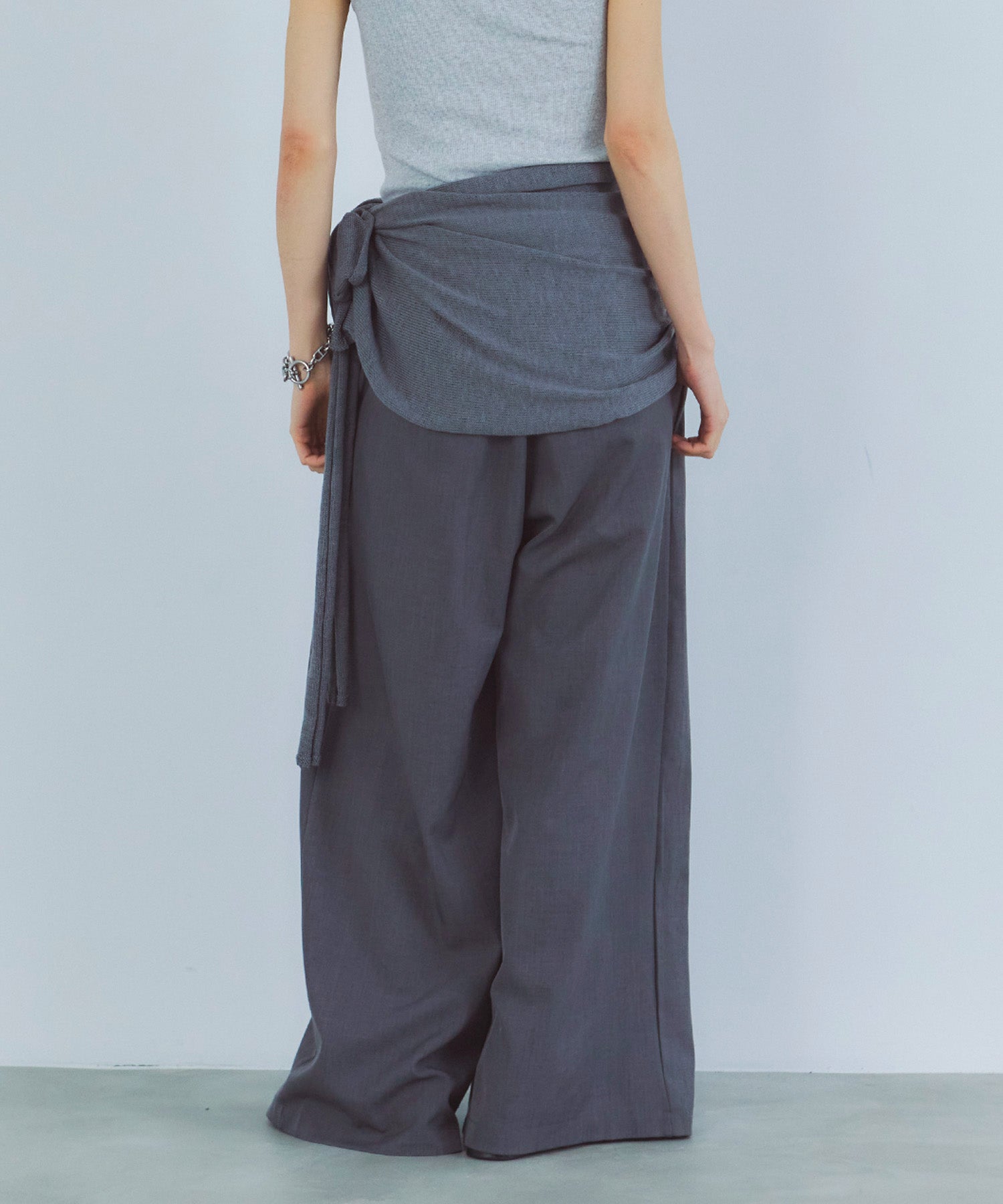 レイヤードニットラップスカート/巻きスカート