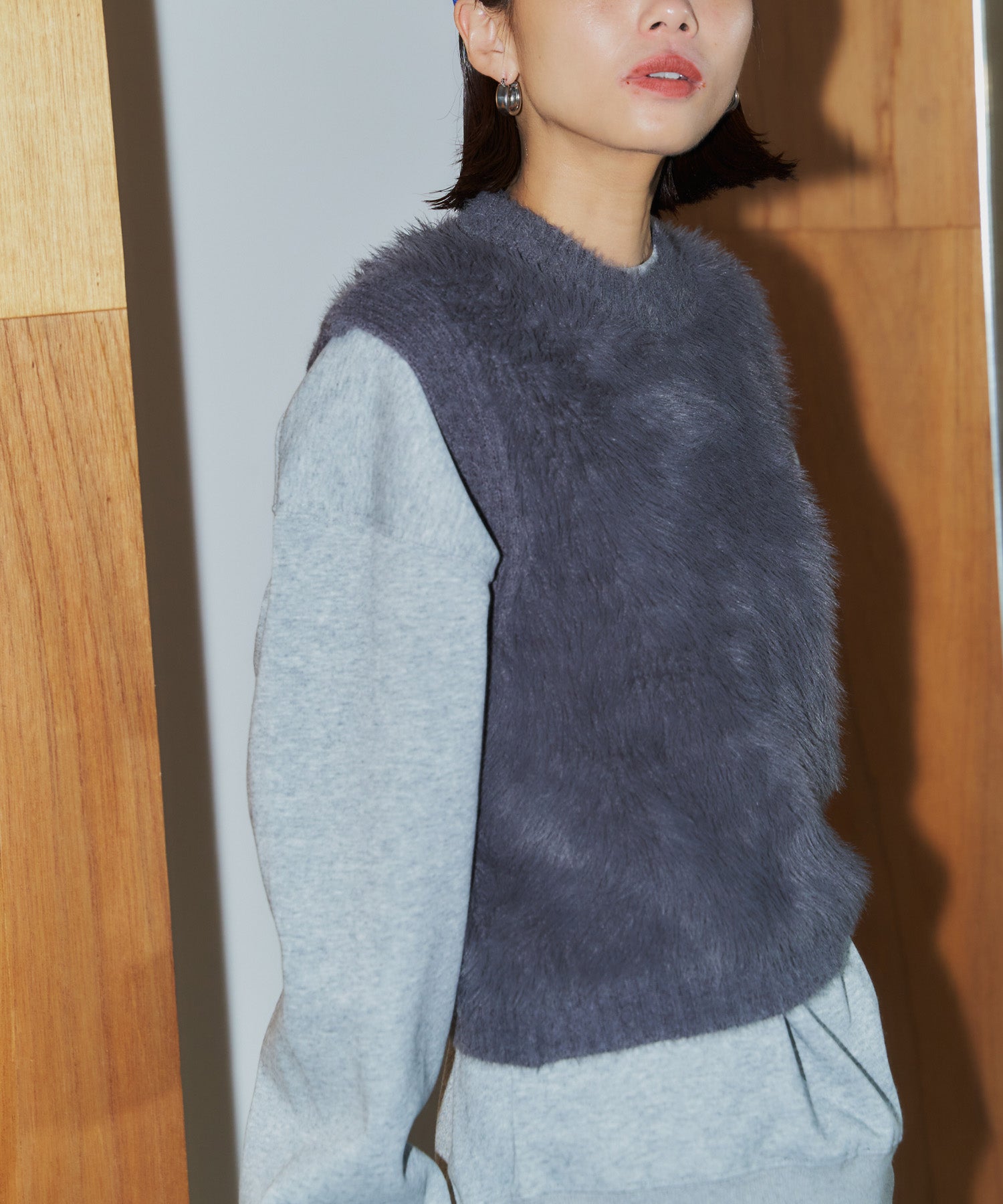 シャギーニットベスト