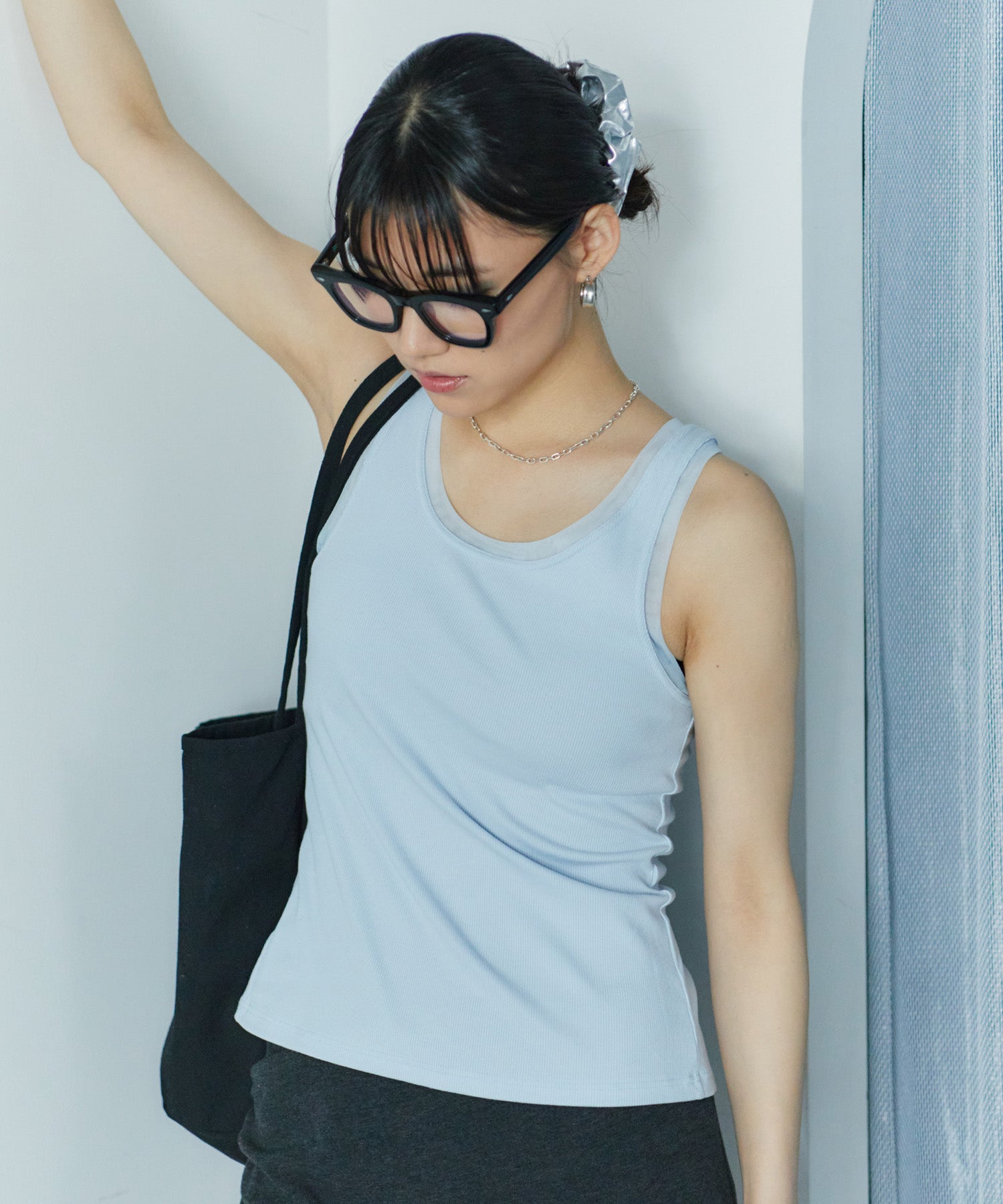 アシンメトリースリットチュールタンク