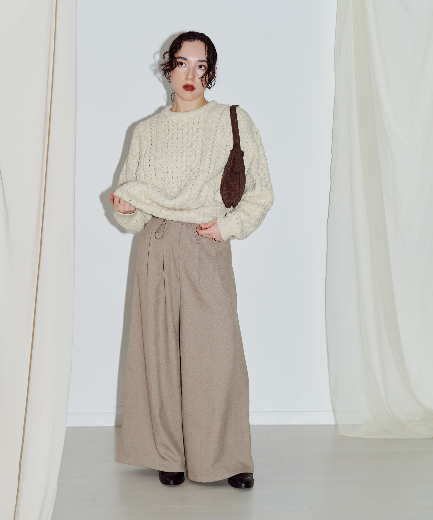 ウォームカラーワイドパンツ