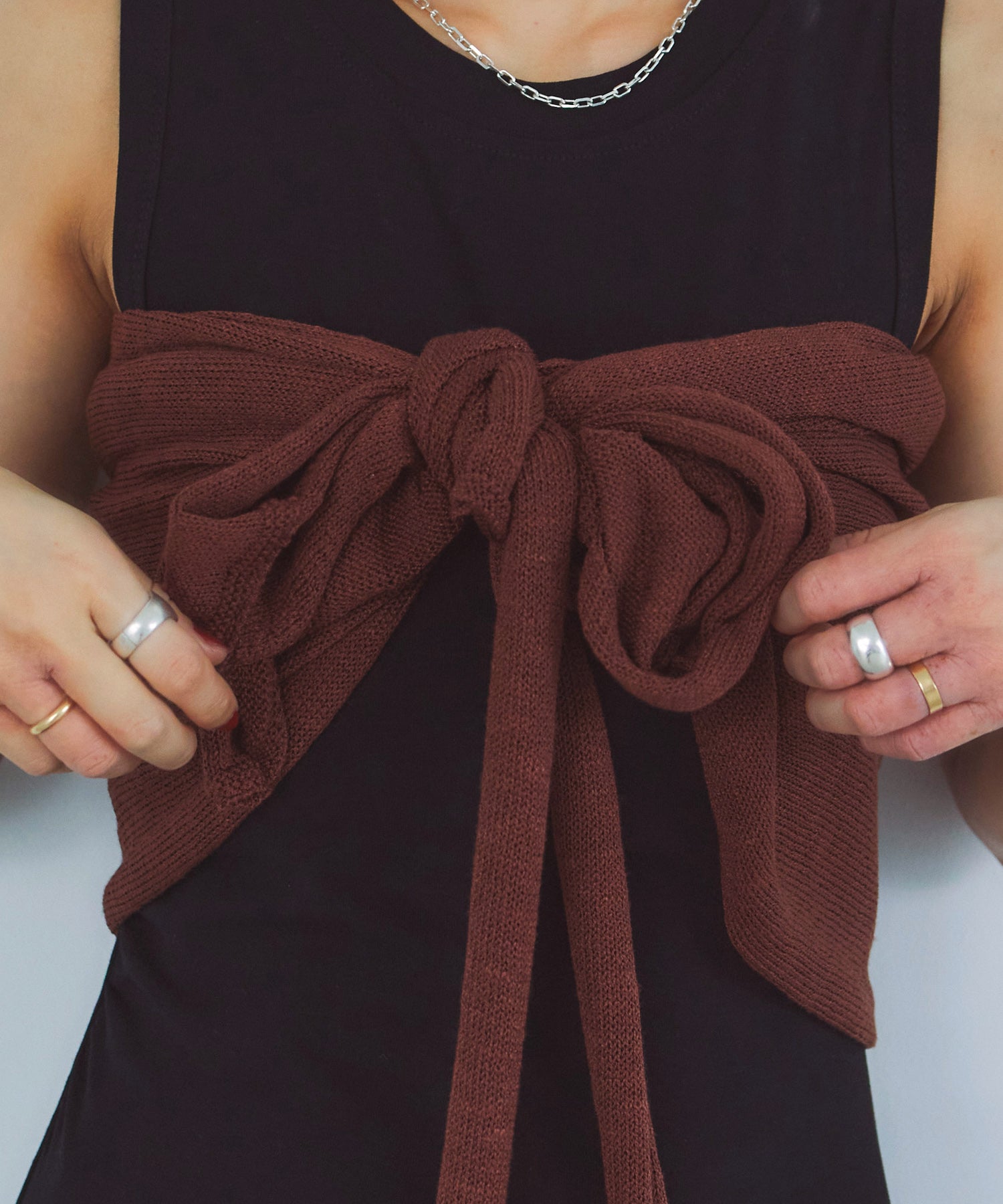 レイヤードニットラップスカート/巻きスカート