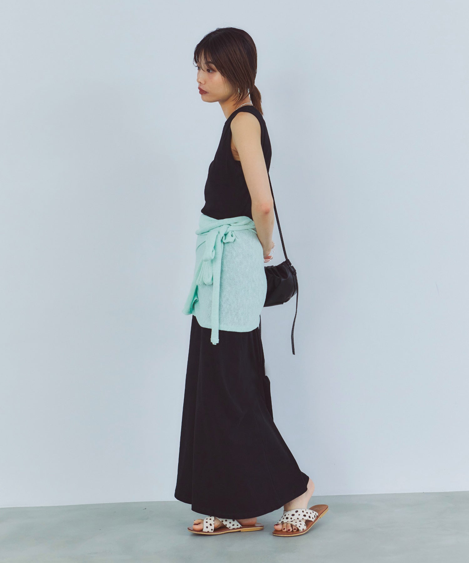 レイヤードニットラップスカート/巻きスカート