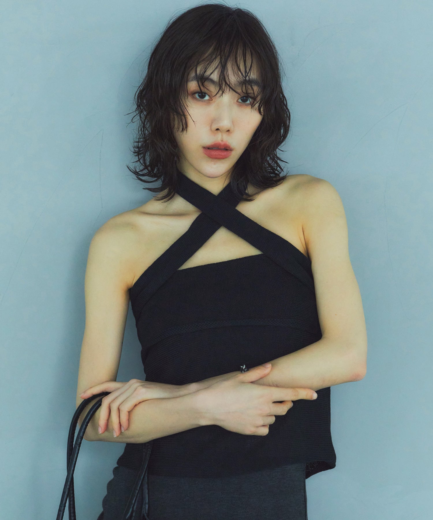 レイヤードニットラップスカート/巻きスカート