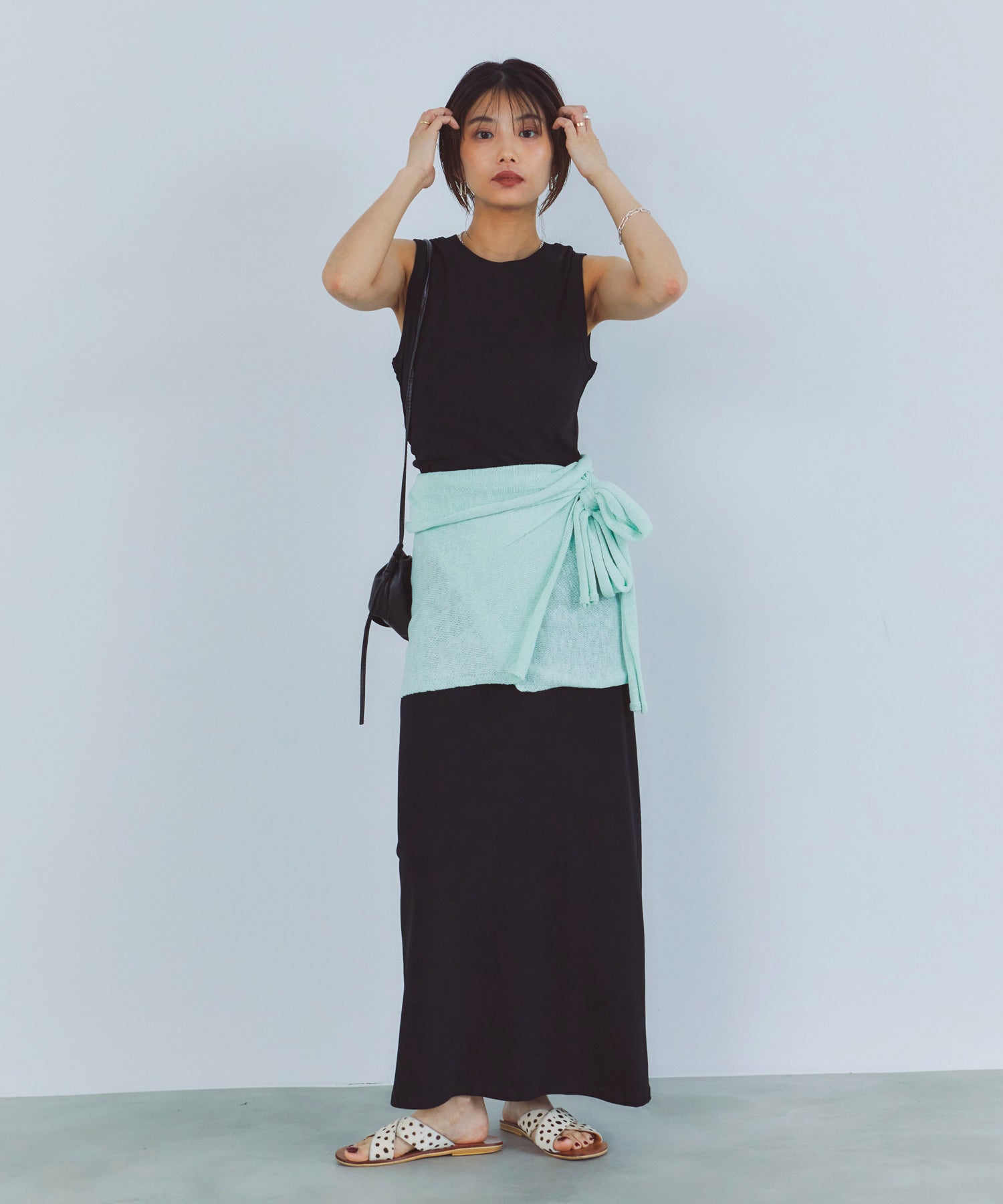 レイヤードニットラップスカート/巻きスカート