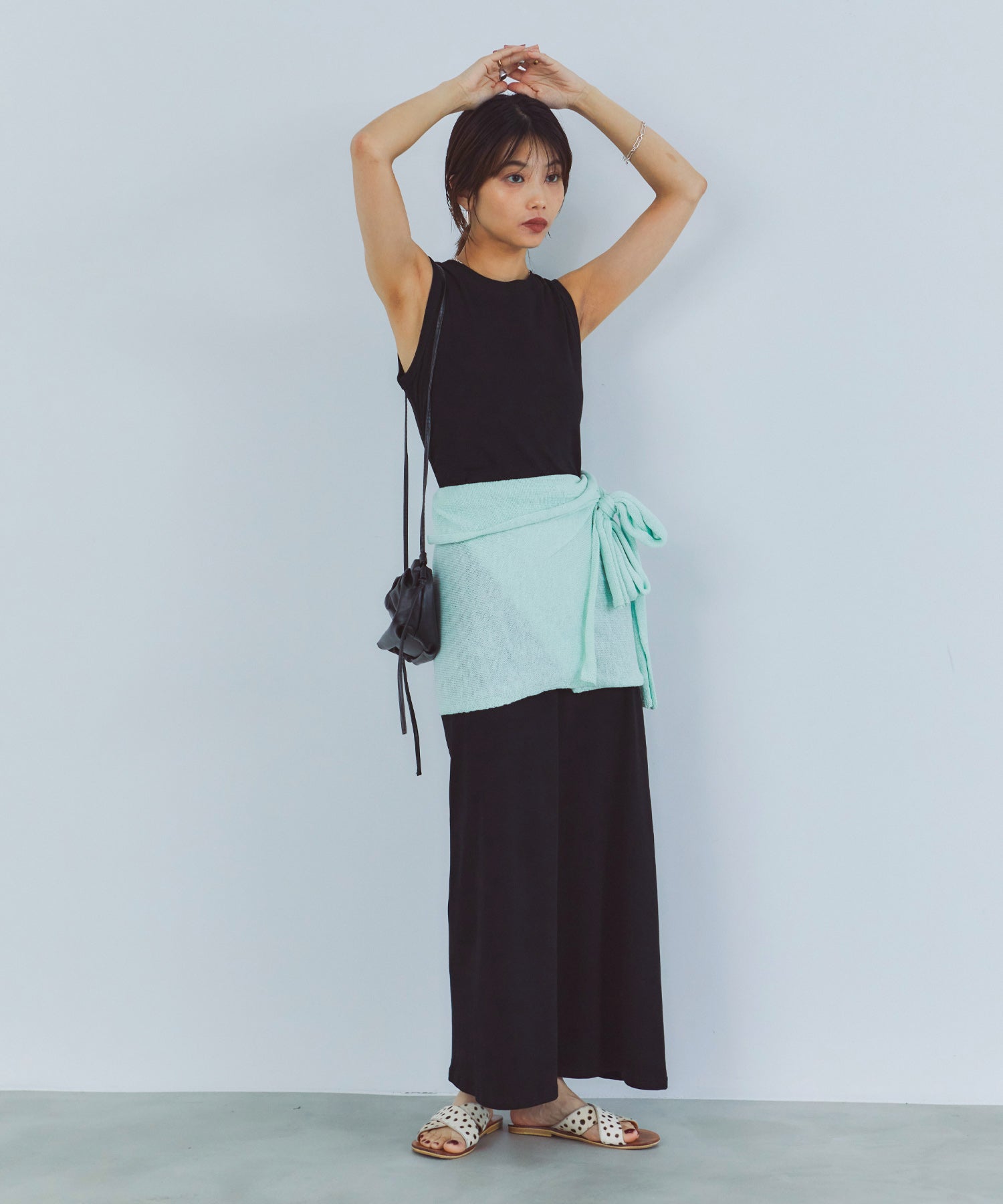 レイヤードニットラップスカート/巻きスカート