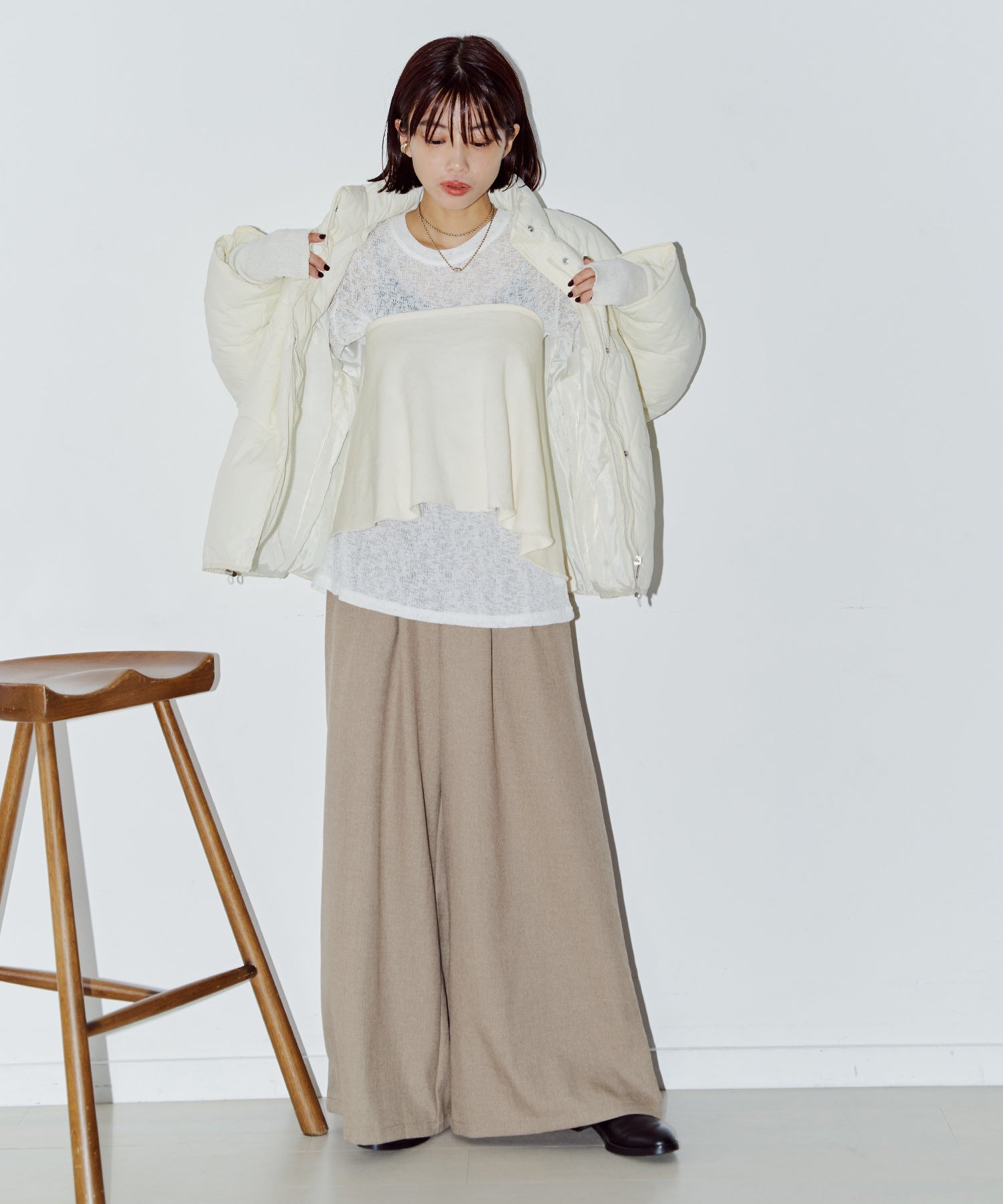 ウォームカラーワイドパンツ