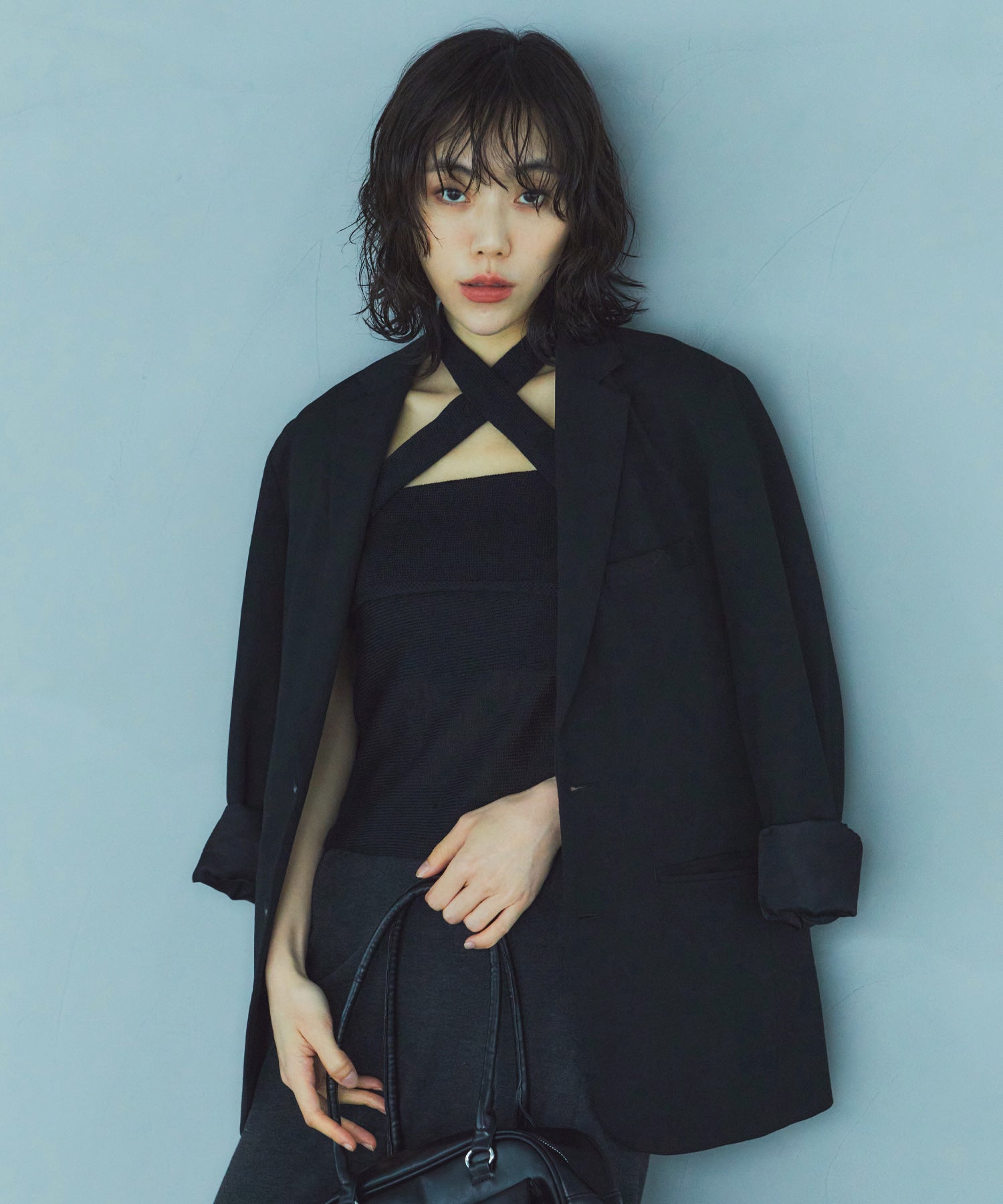 レイヤードニットラップスカート/巻きスカート