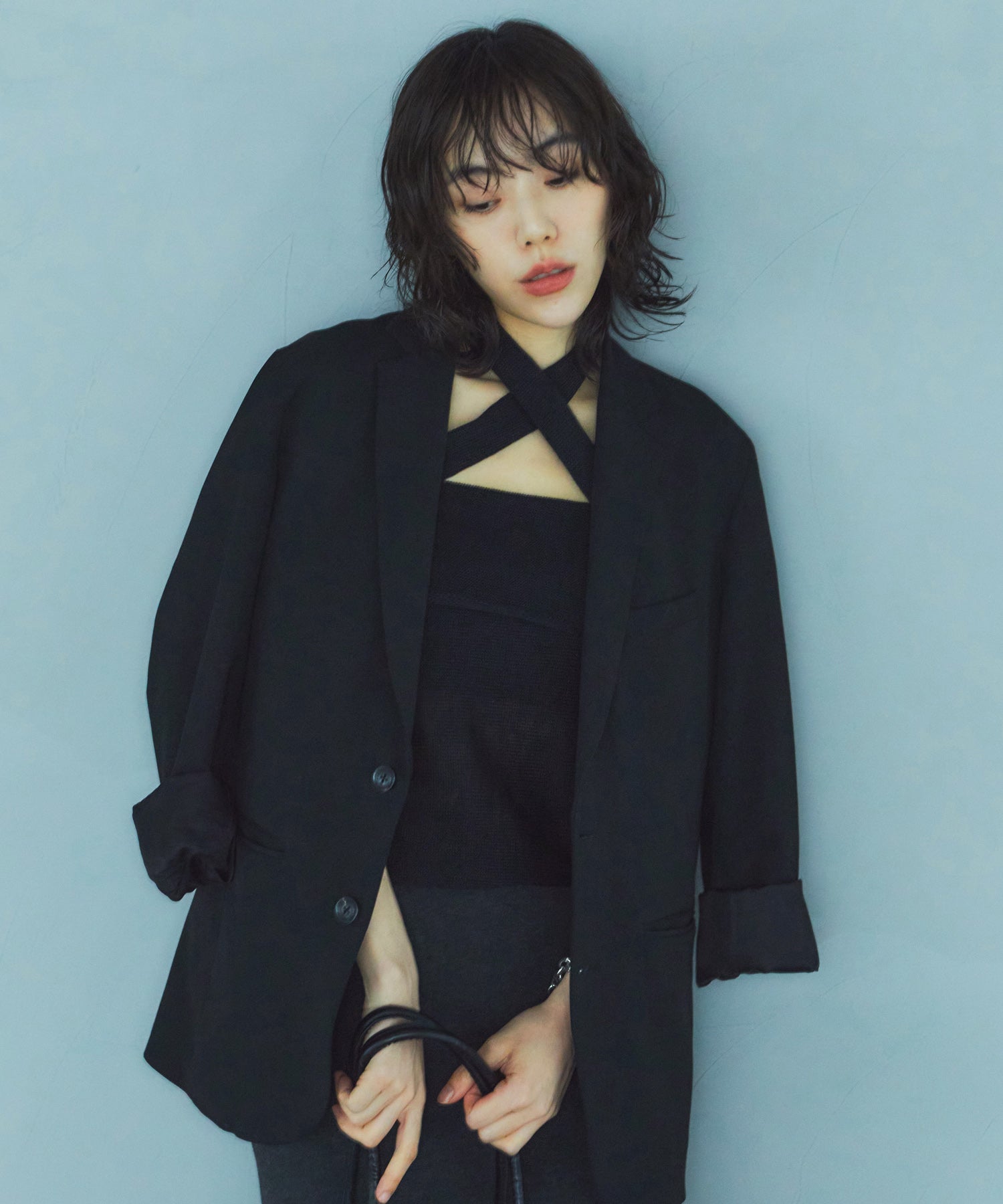 レイヤードニットラップスカート/巻きスカート