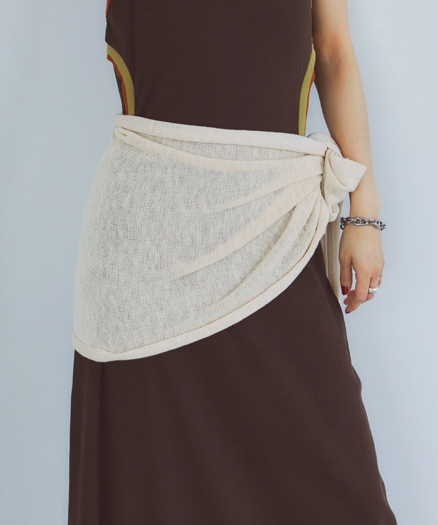 レイヤードニットラップスカート/巻きスカート