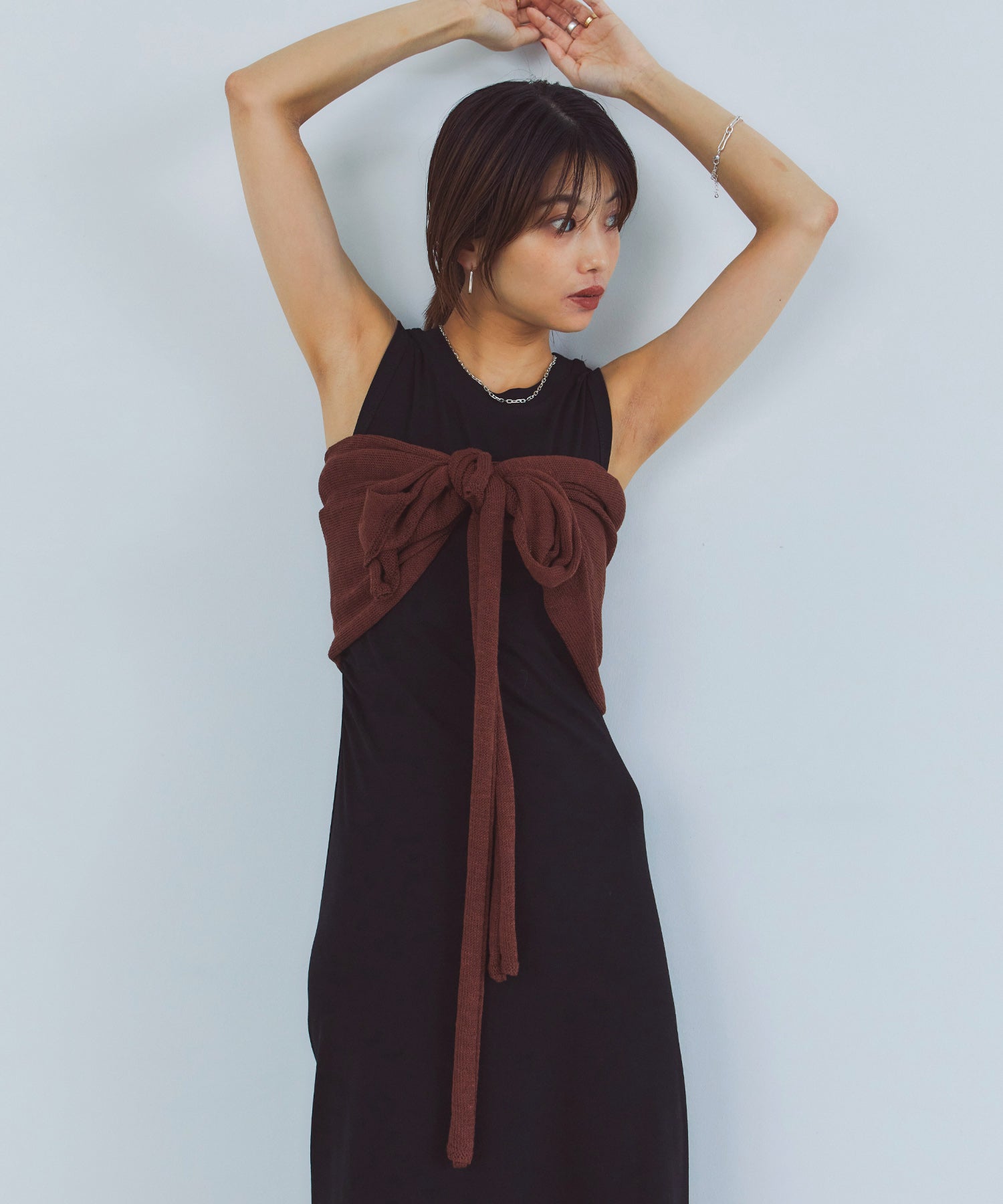 レイヤードニットラップスカート/巻きスカート