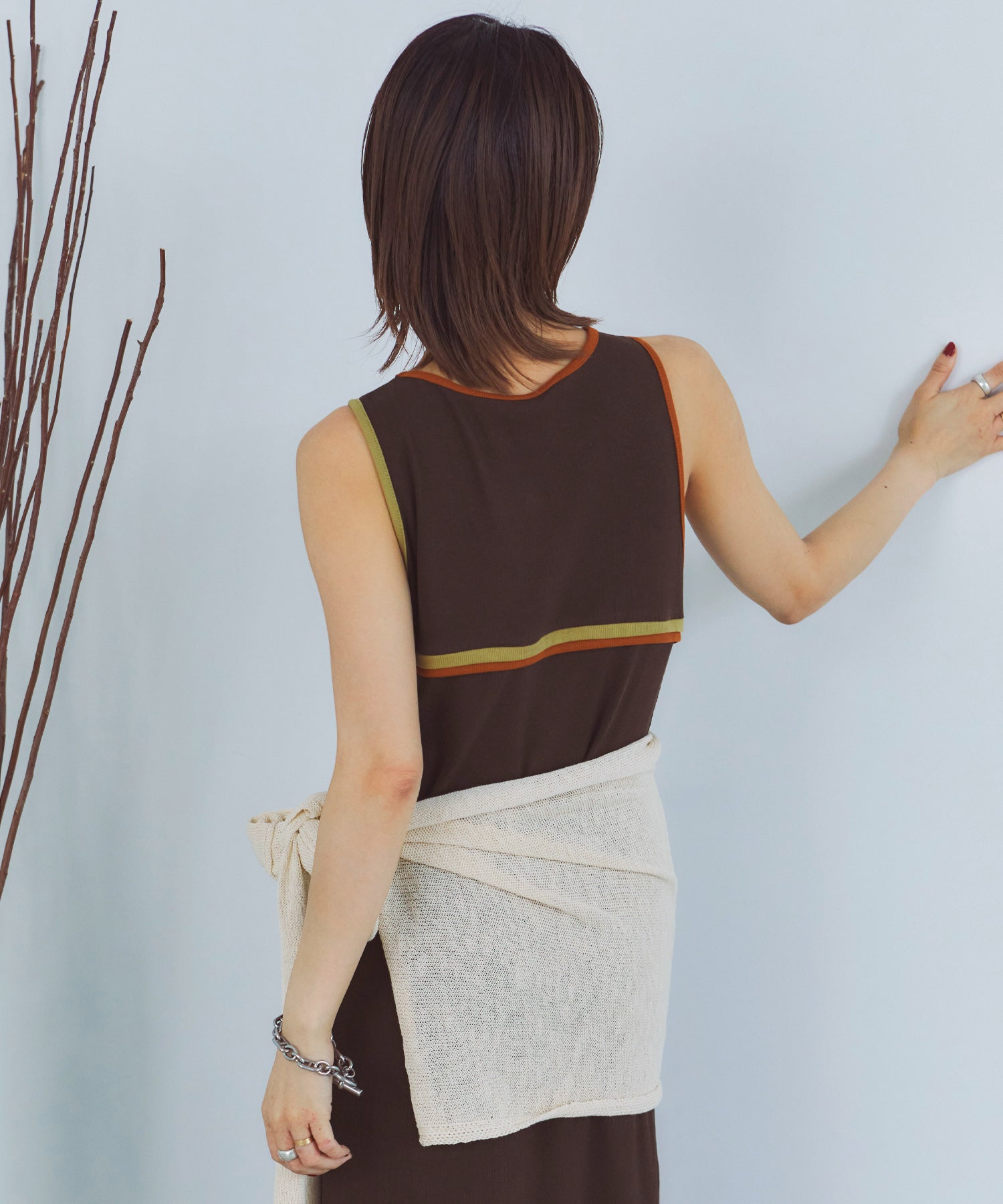 レイヤードニットラップスカート/巻きスカート