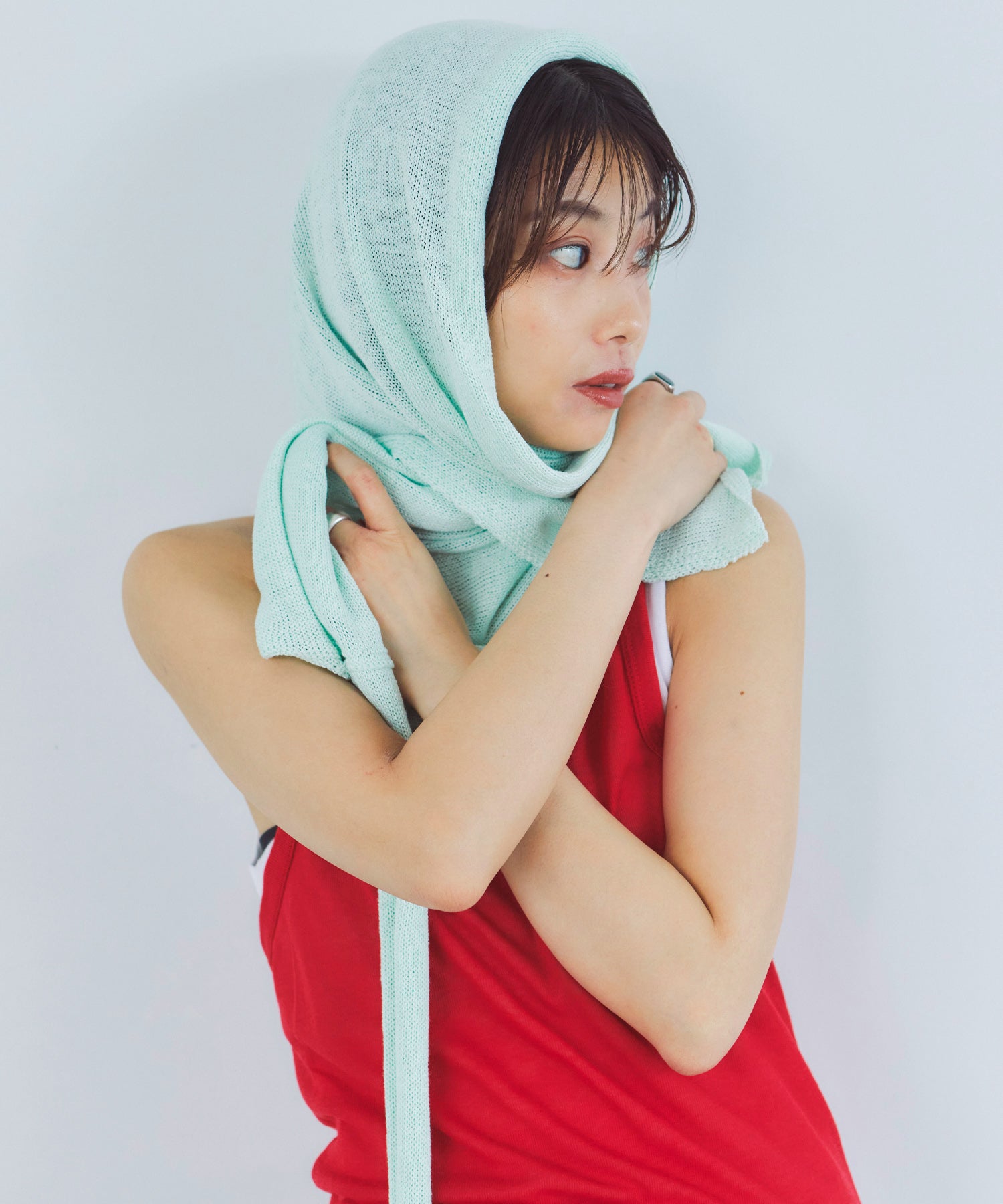 レイヤードニットラップスカート/巻きスカート