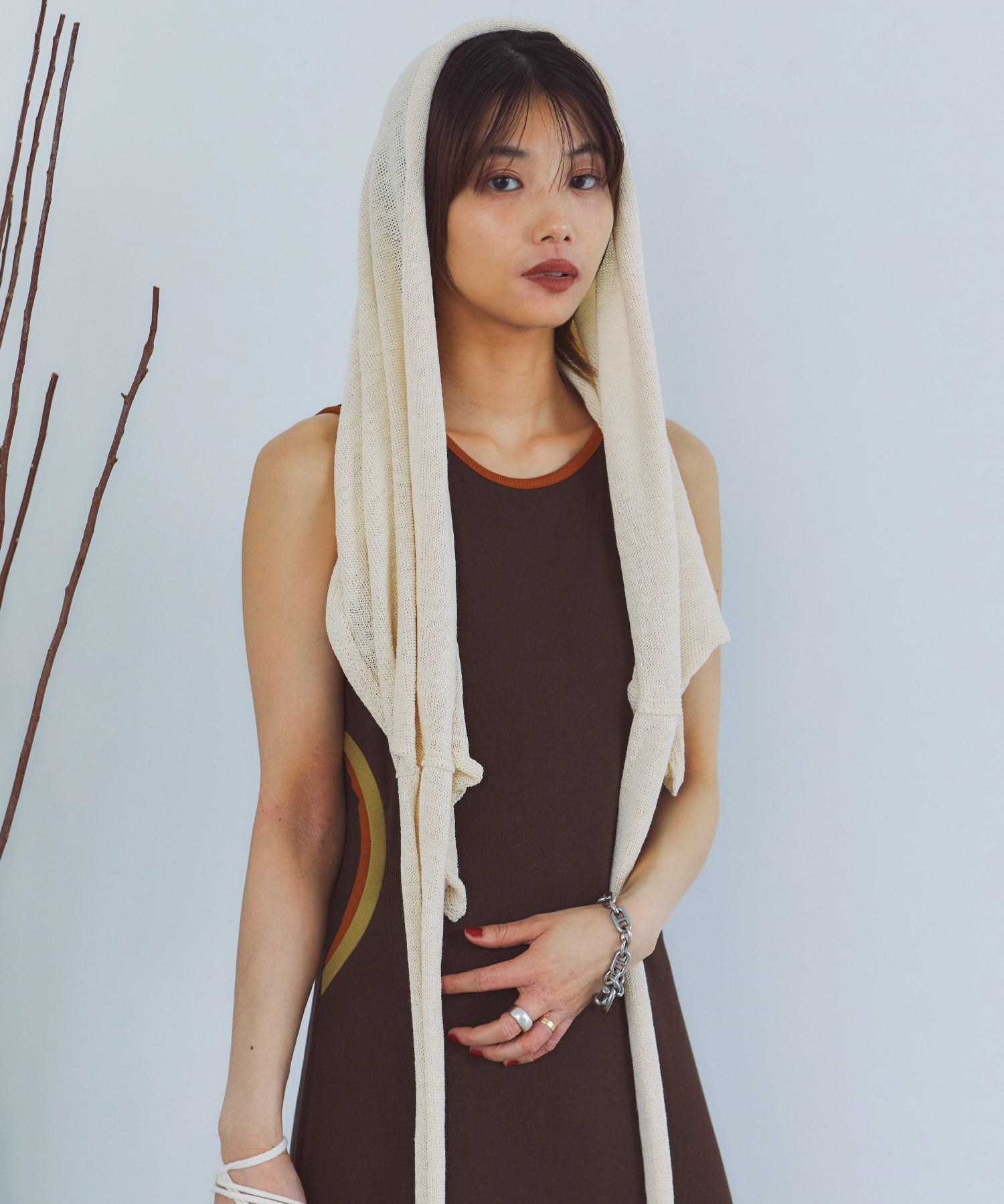 レイヤードニットラップスカート/巻きスカート