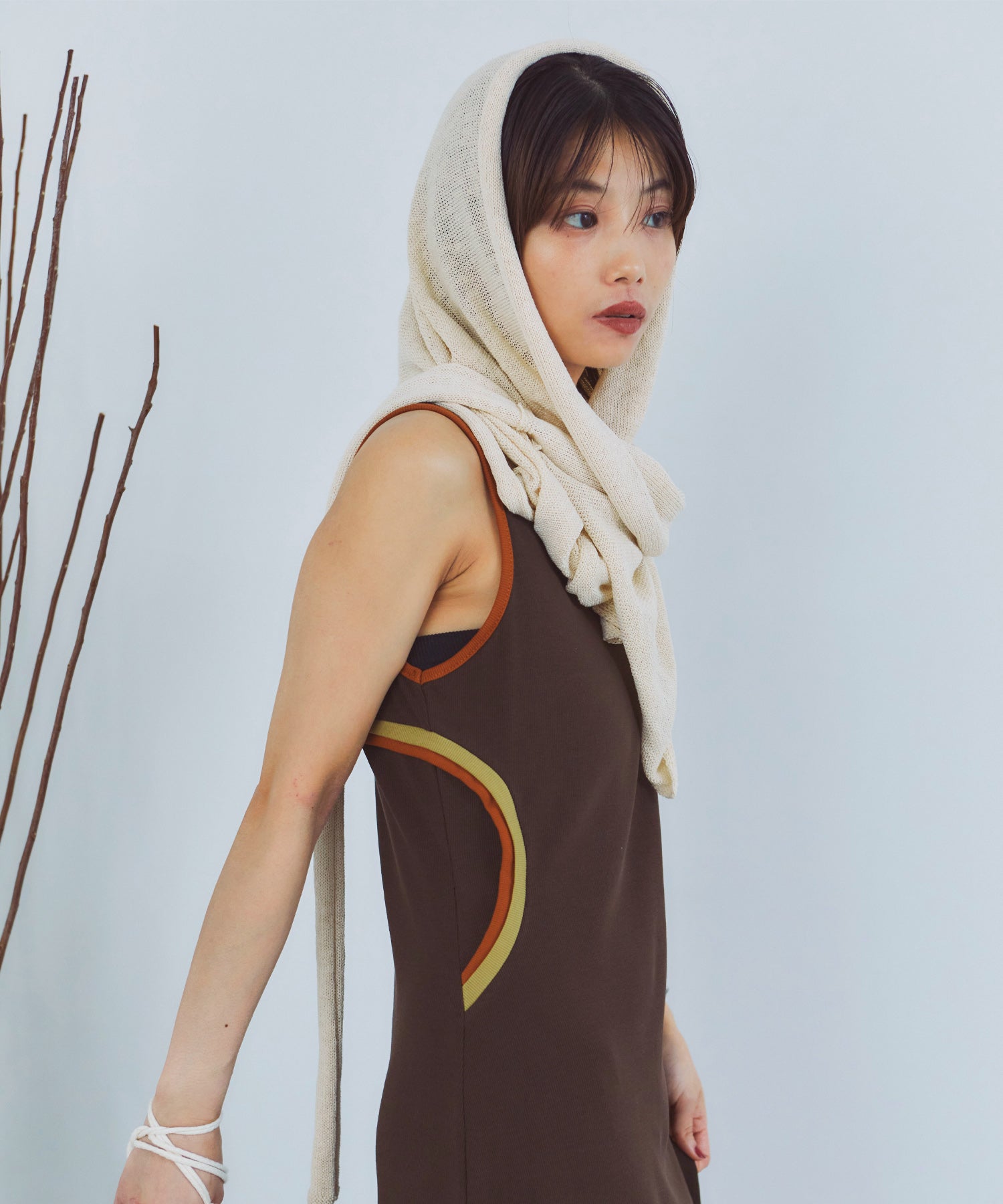 レイヤードニットラップスカート/巻きスカート