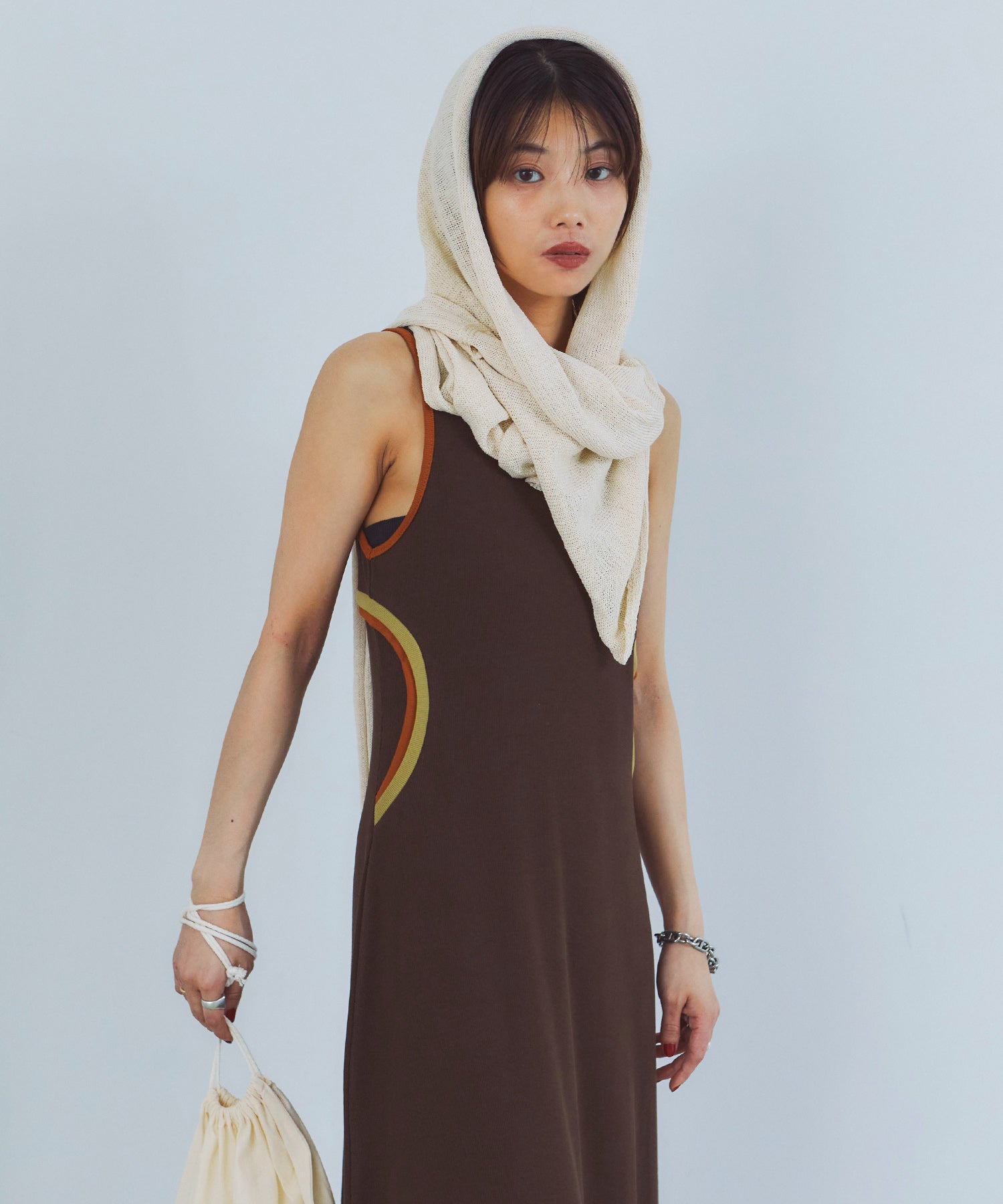 レイヤードニットラップスカート/巻きスカート