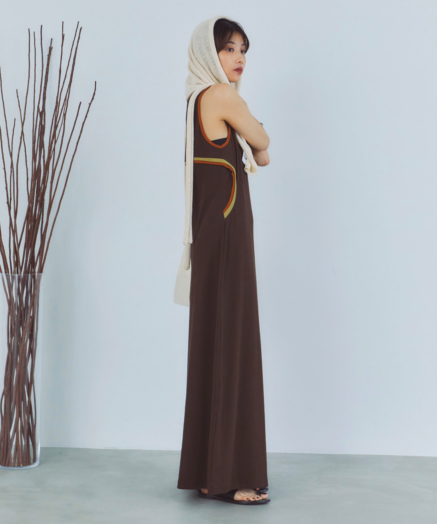 レイヤードニットラップスカート/巻きスカート