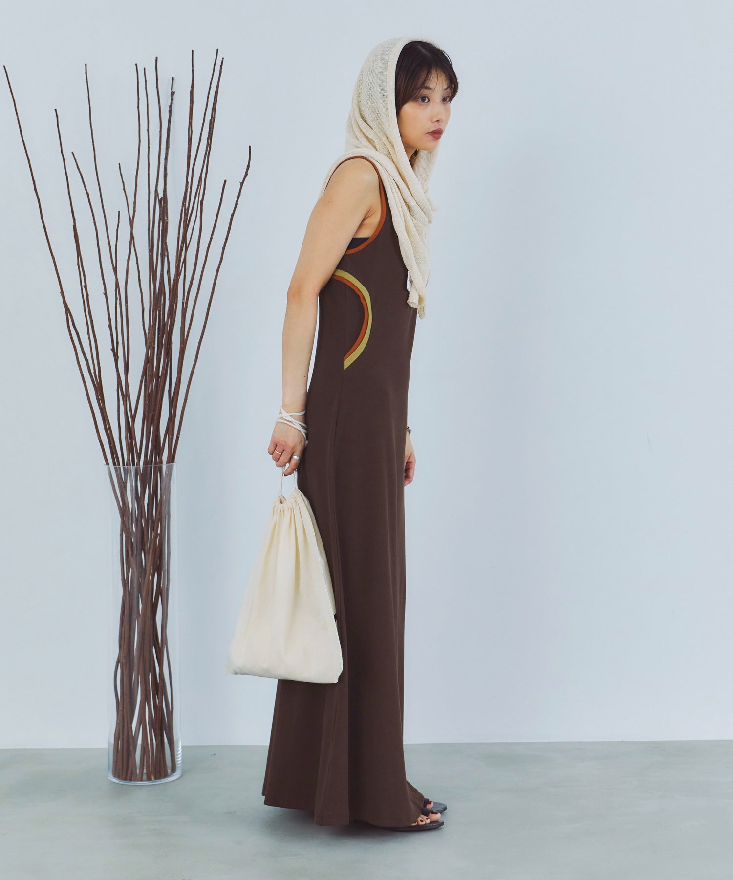 レイヤードニットラップスカート/巻きスカート