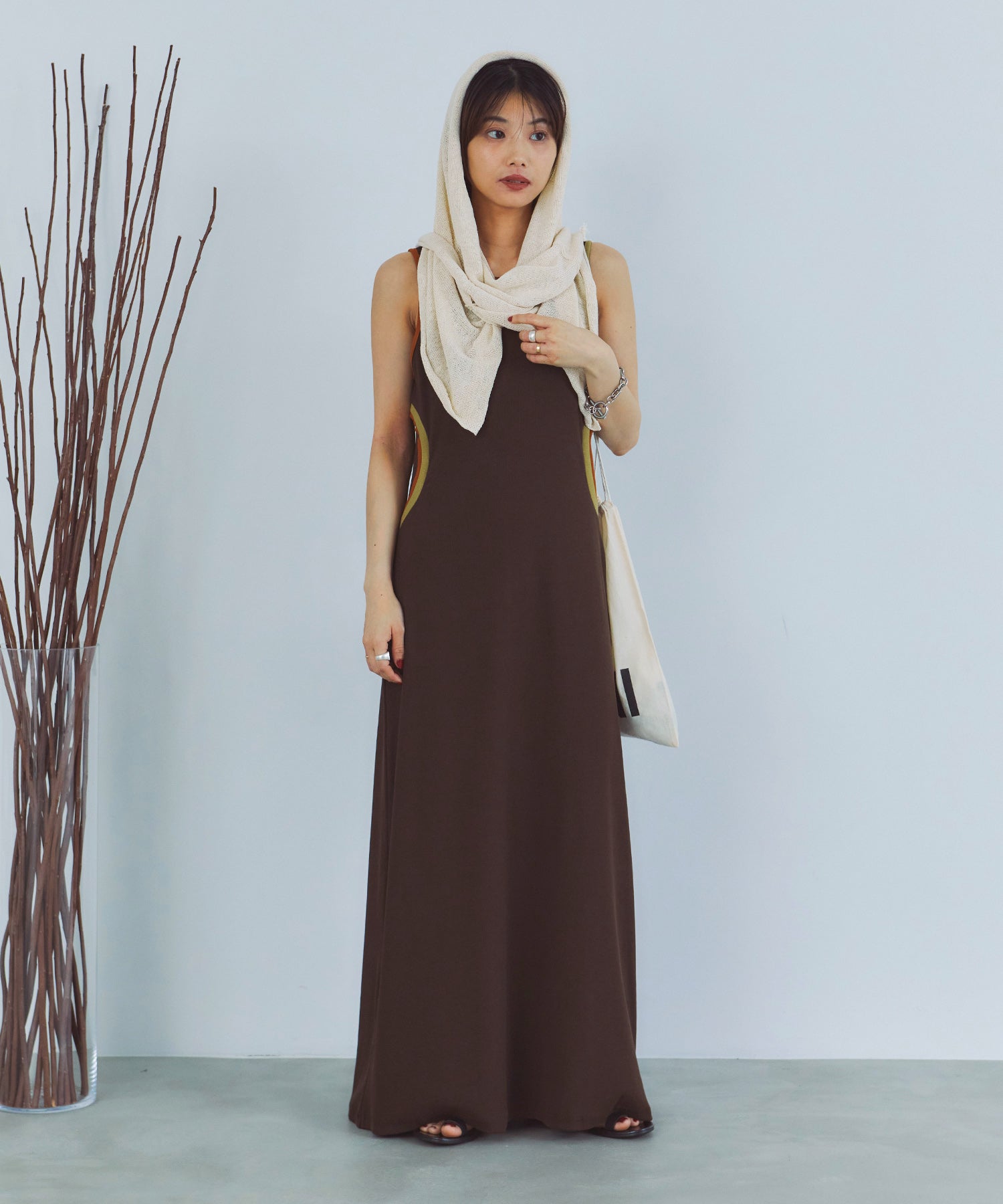 レイヤードニットラップスカート/巻きスカート