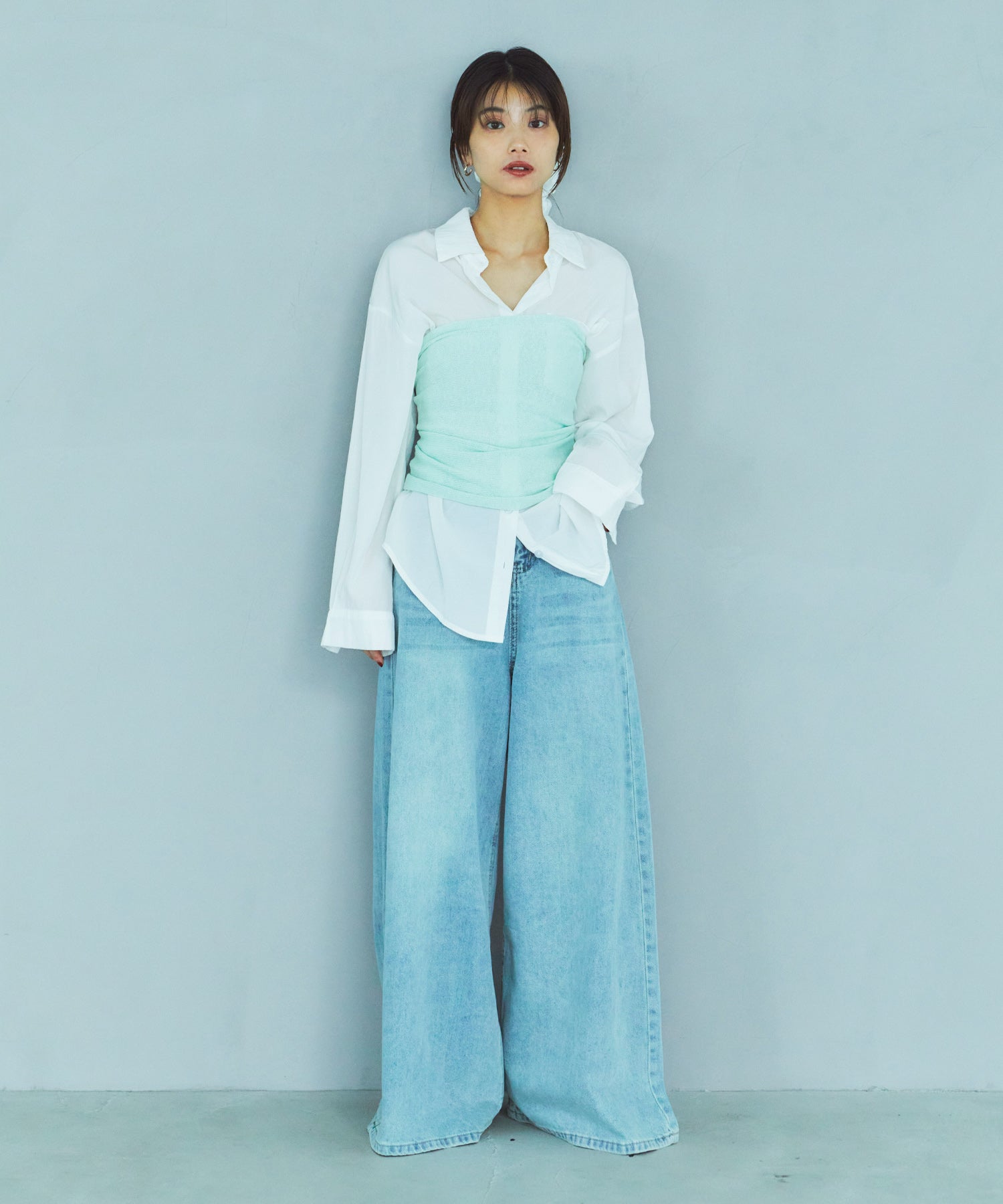 レイヤードニットラップスカート/巻きスカート