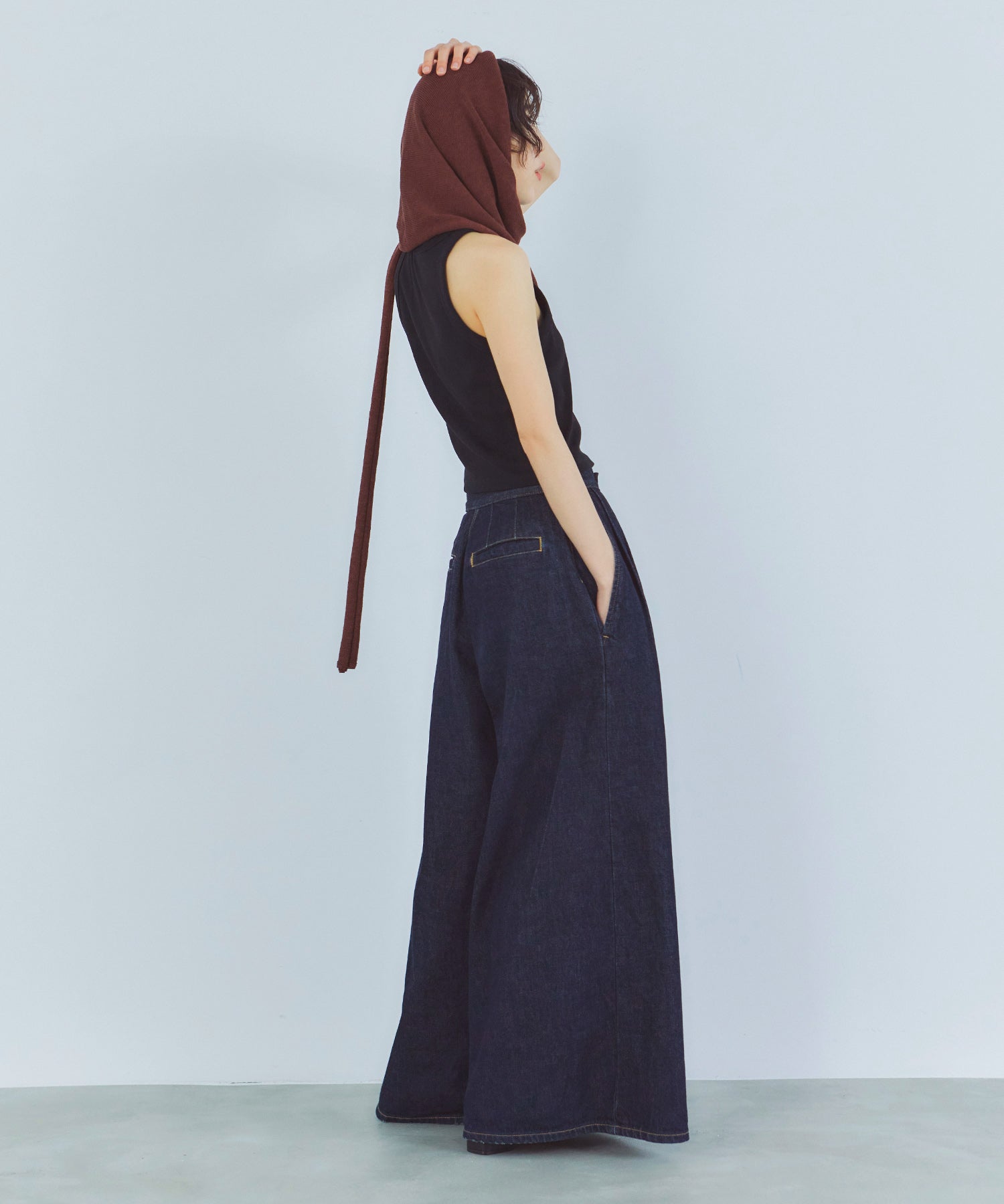 レイヤードニットラップスカート/巻きスカート