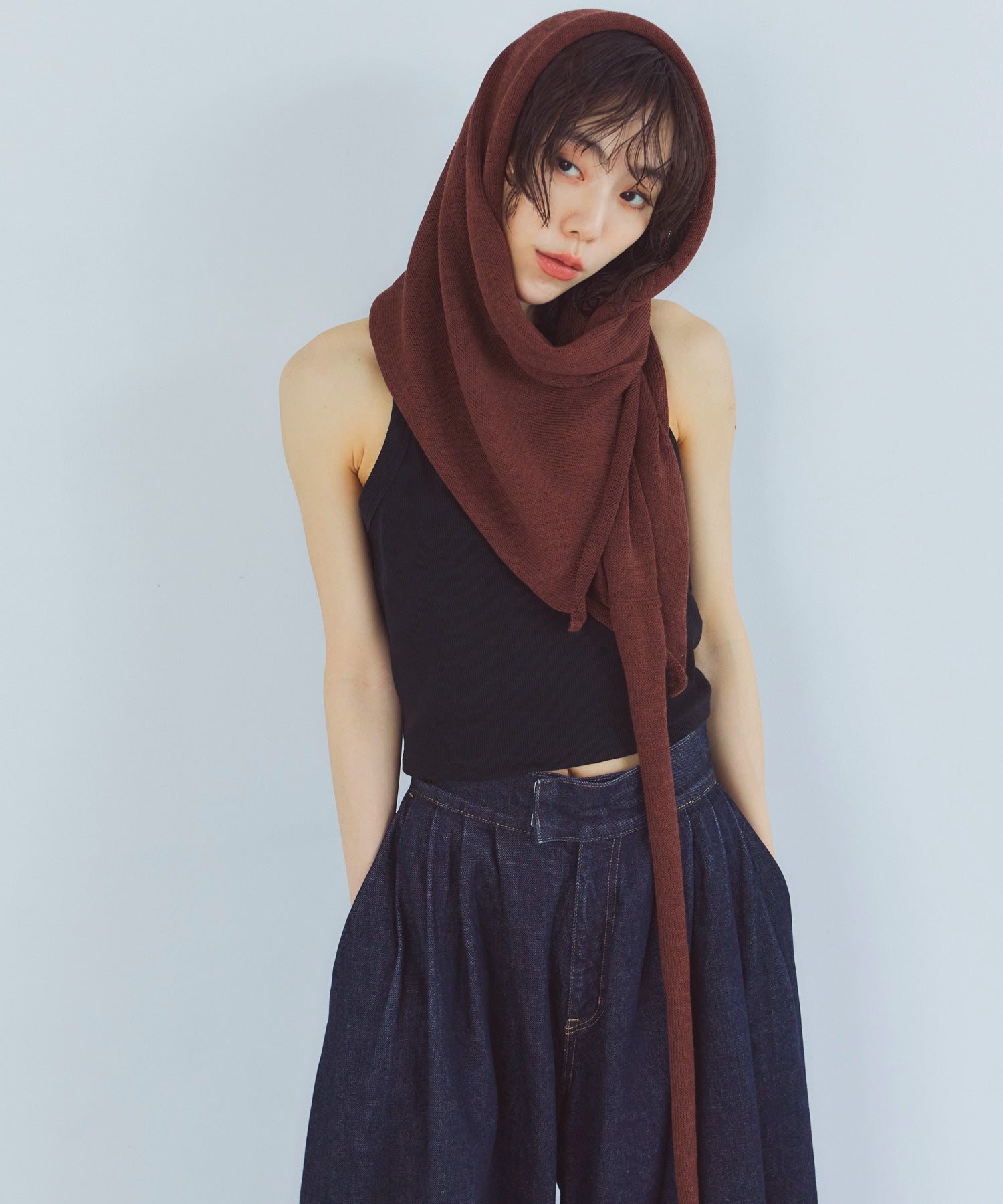 レイヤードニットラップスカート/巻きスカート