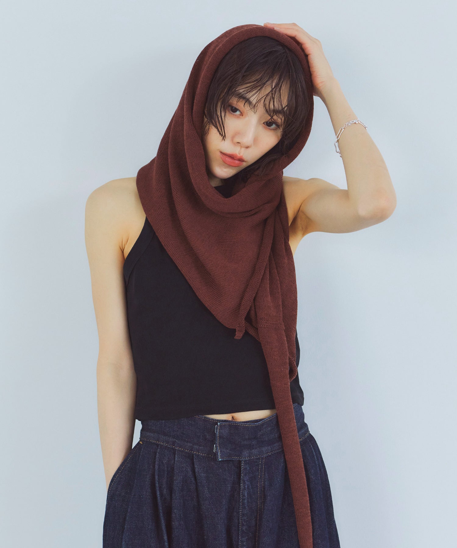 レイヤードニットラップスカート/巻きスカート