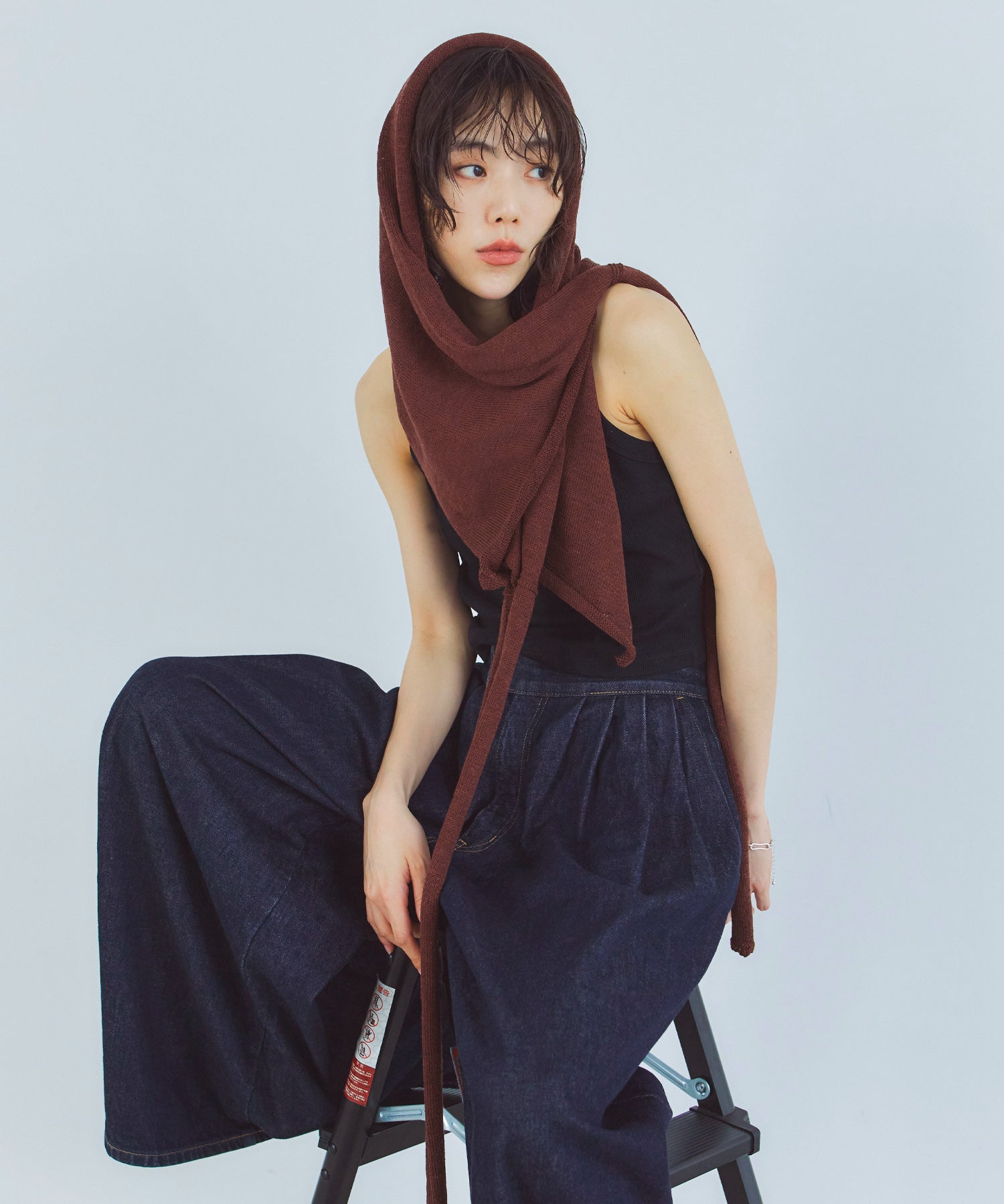 レイヤードニットラップスカート/巻きスカート