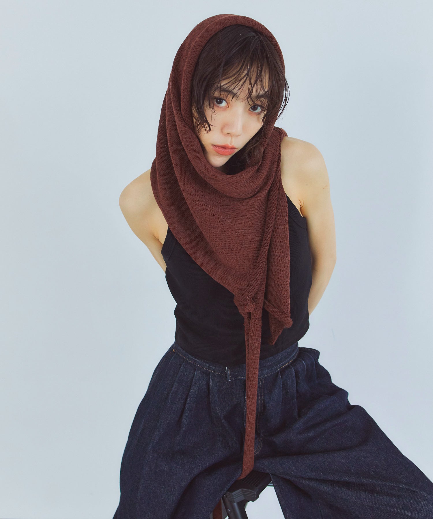 レイヤードニットラップスカート/巻きスカート