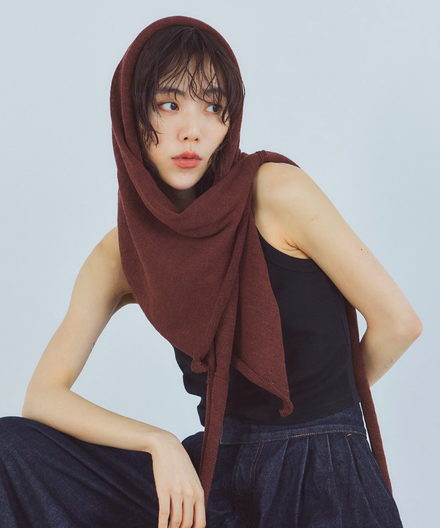 レイヤードニットラップスカート/巻きスカート