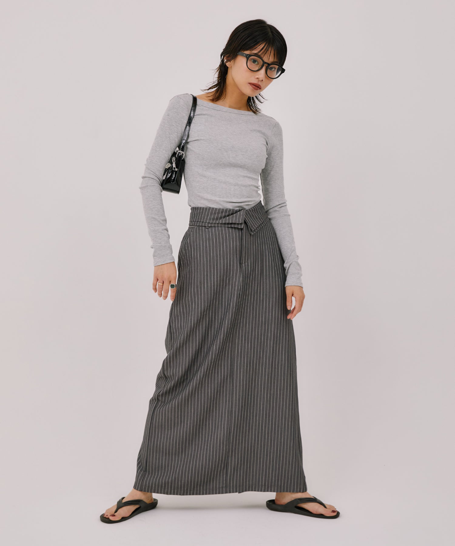 THOMSEN  ストライプラップスカート セール SALE ライムインク Lime inc. 2022AW ツイル×ドット